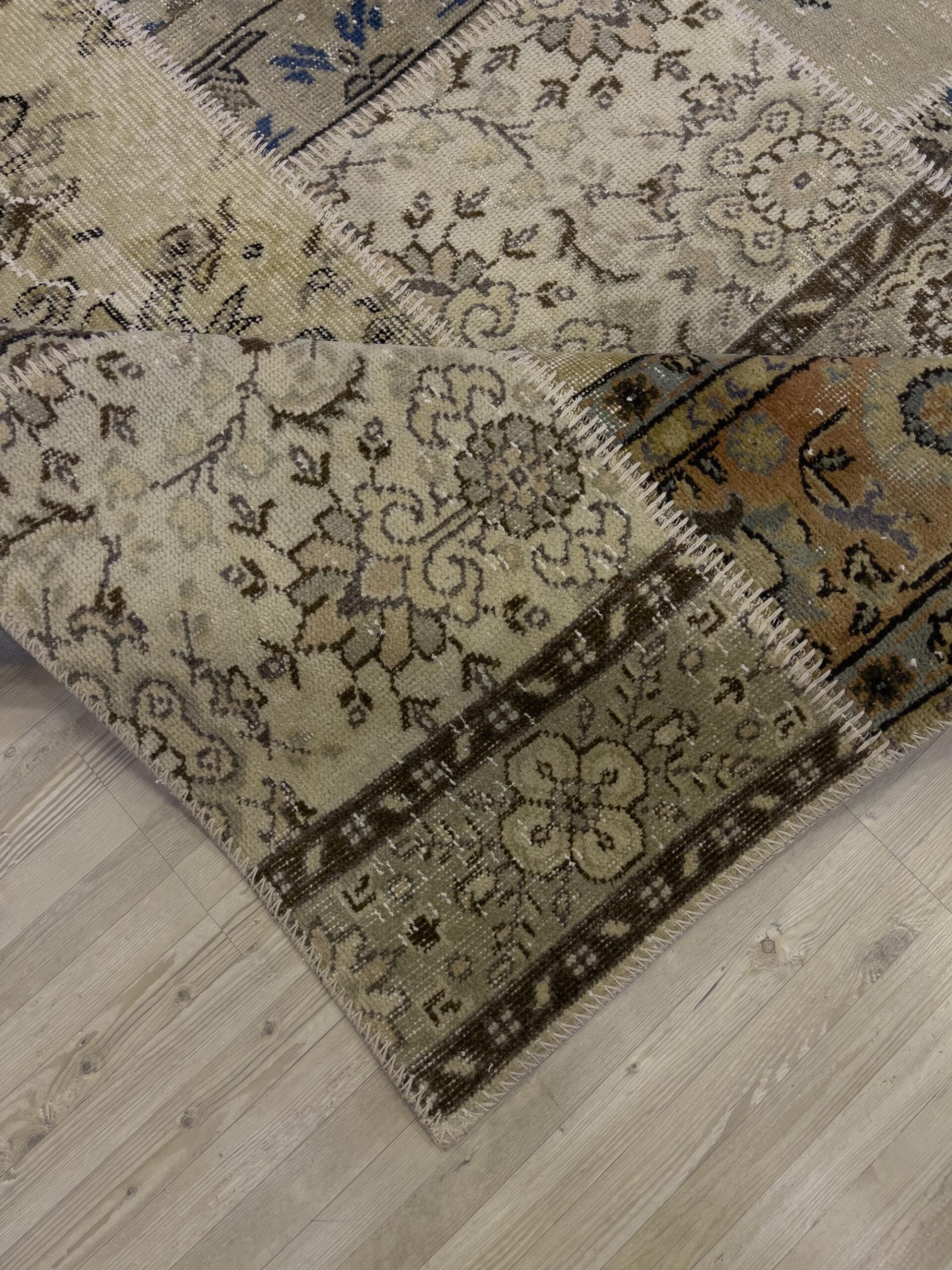 Modern, One-of-a-Kind Custom Patchwork Rug — detail view 4, handmade vintage rug