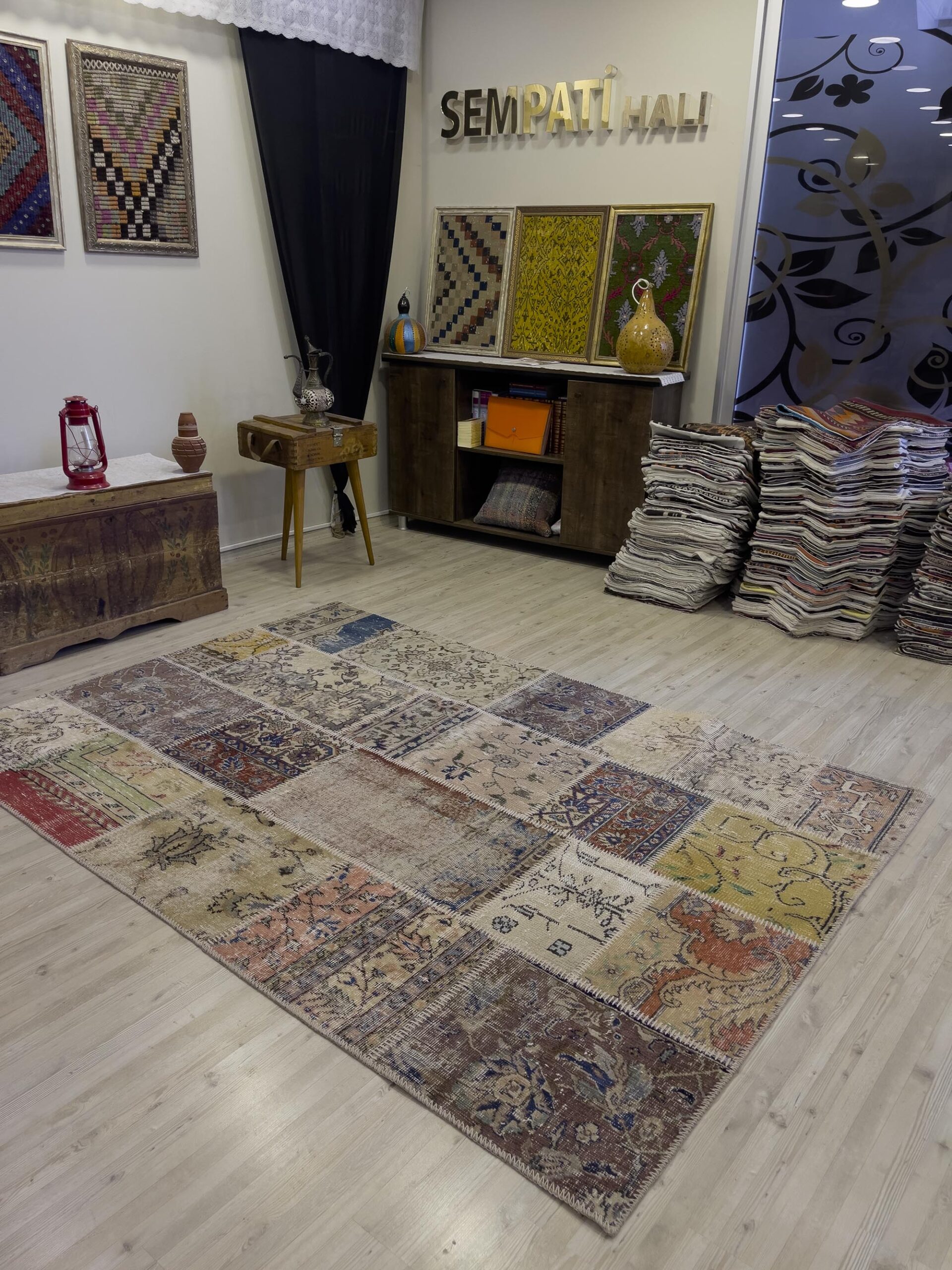 A Unique and Beautiful Handcrafted Patchwork Rug — detail view 5, handmade vintage rug