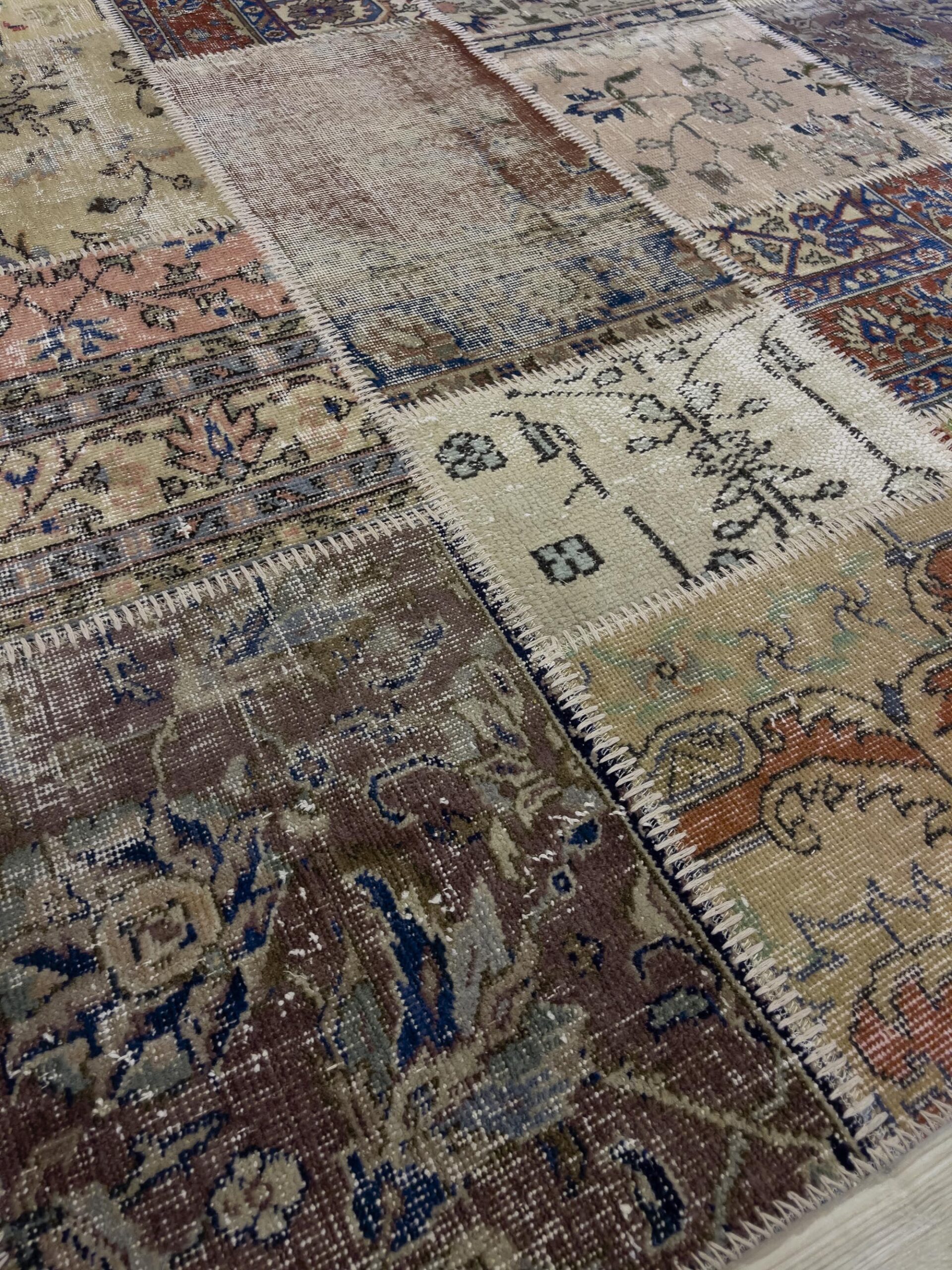 A Unique and Beautiful Handcrafted Patchwork Rug — detail view 4, handmade vintage rug