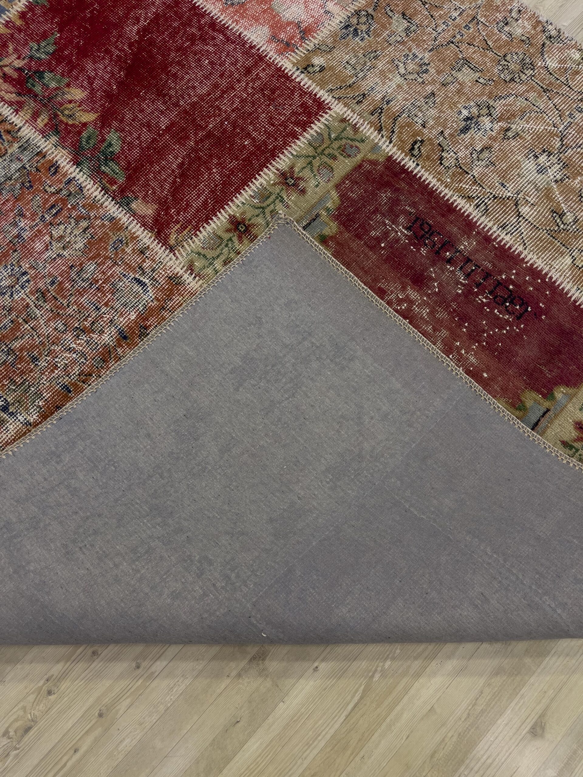 Modern, One-of-a-Kind Custom Patchwork Rug — detail view 3, handmade vintage rug