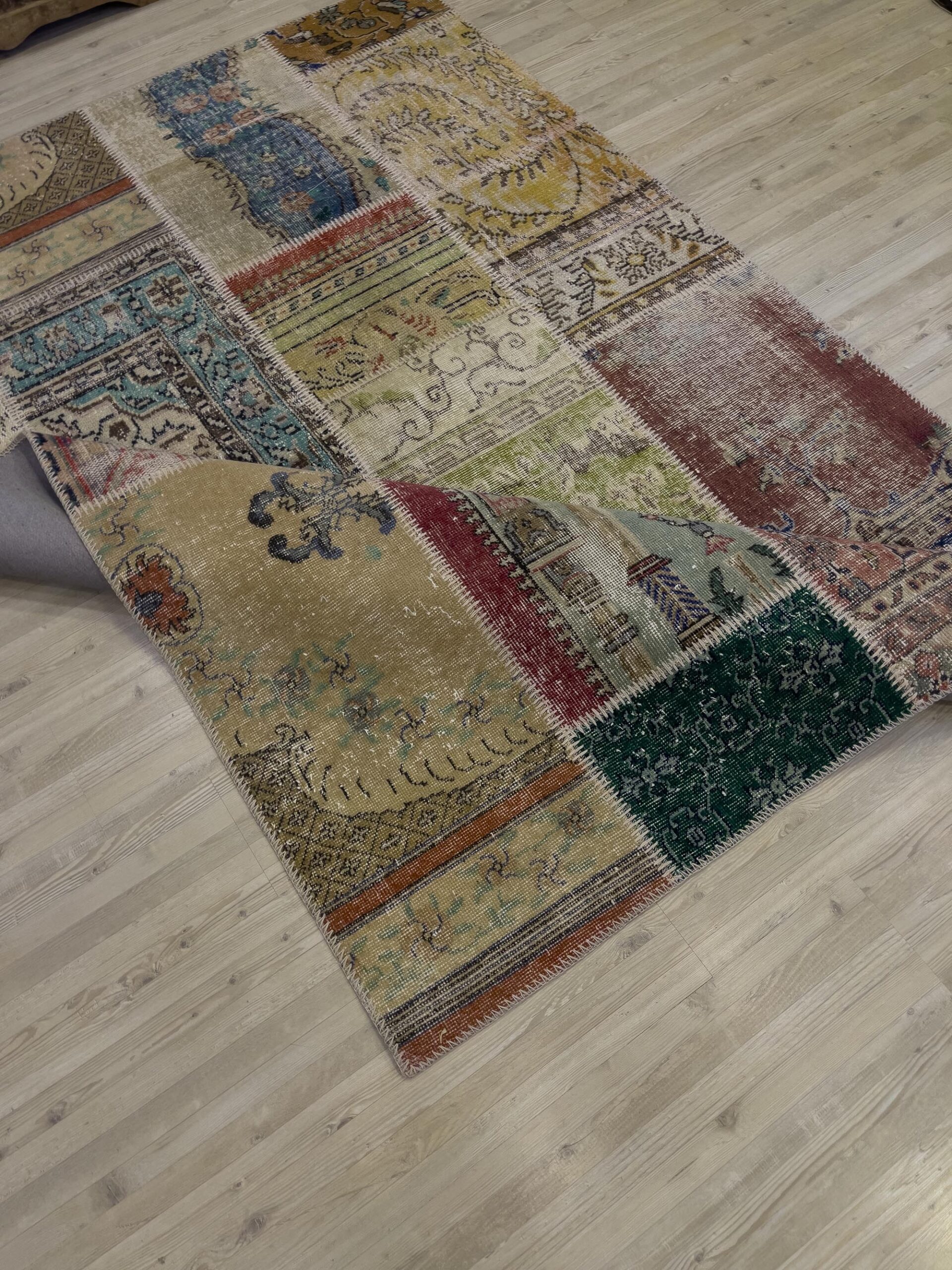 Handmade Patchwork Rug — detail view 2, handmade vintage rug