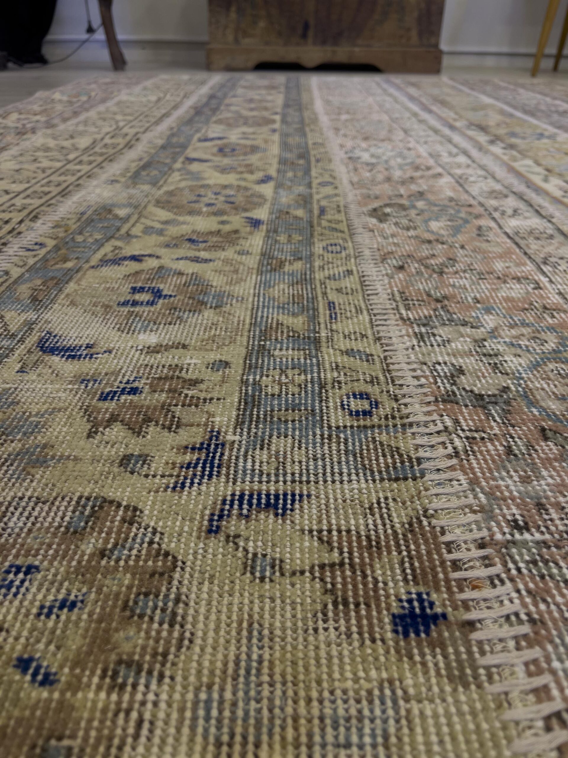 Hand-Woven Distressed Special Patchwork Rug — detail view 2, handmade vintage rug