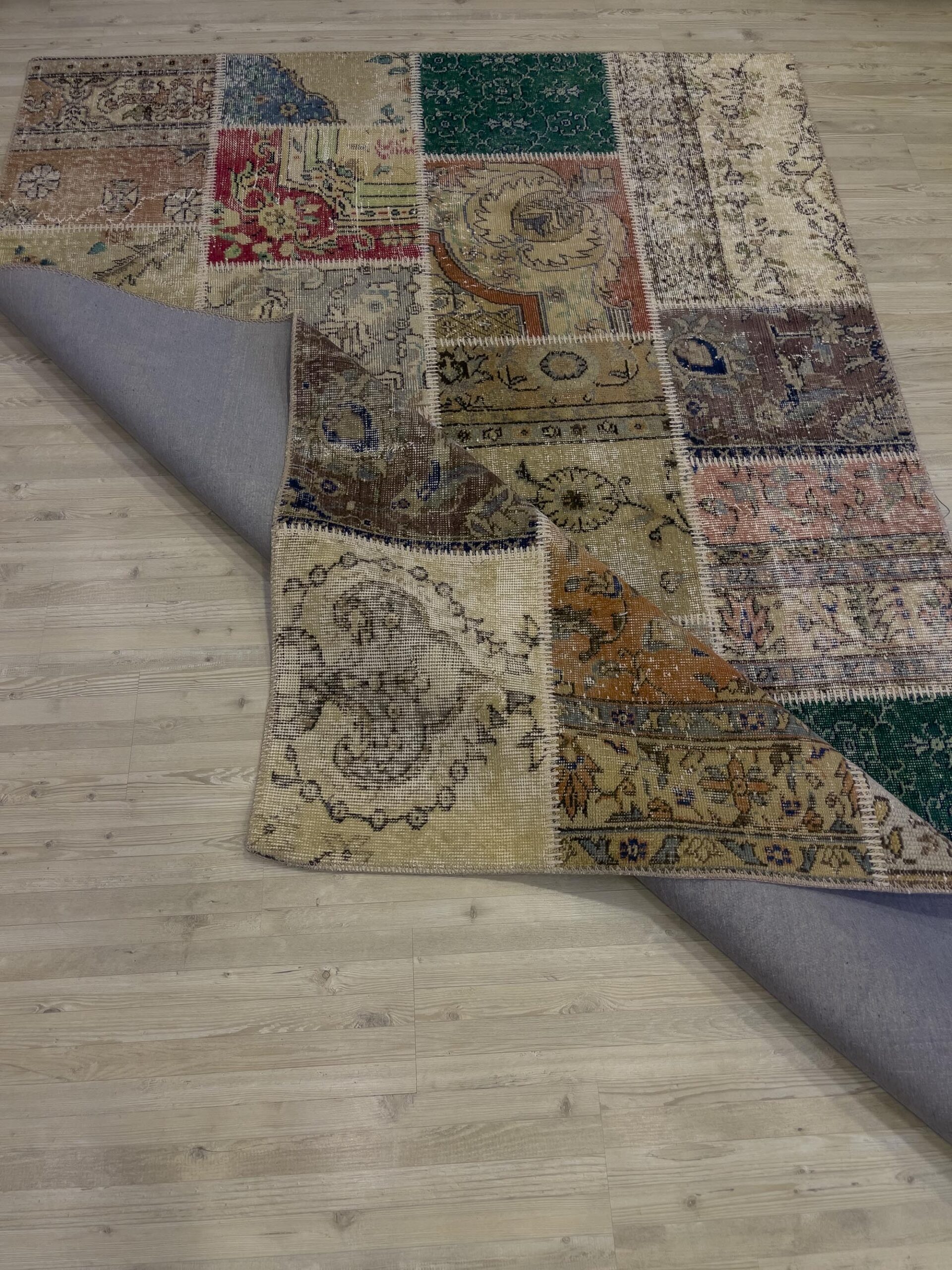 Unique Classic-Style Custom Patchwork Rug — detail view 2, handmade vintage rug