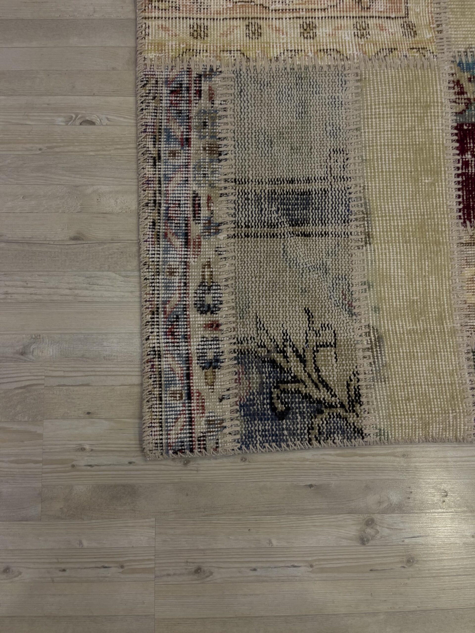 Hand-Woven Distressed Special Patchwork Rug — detail view 4, handmade vintage rug