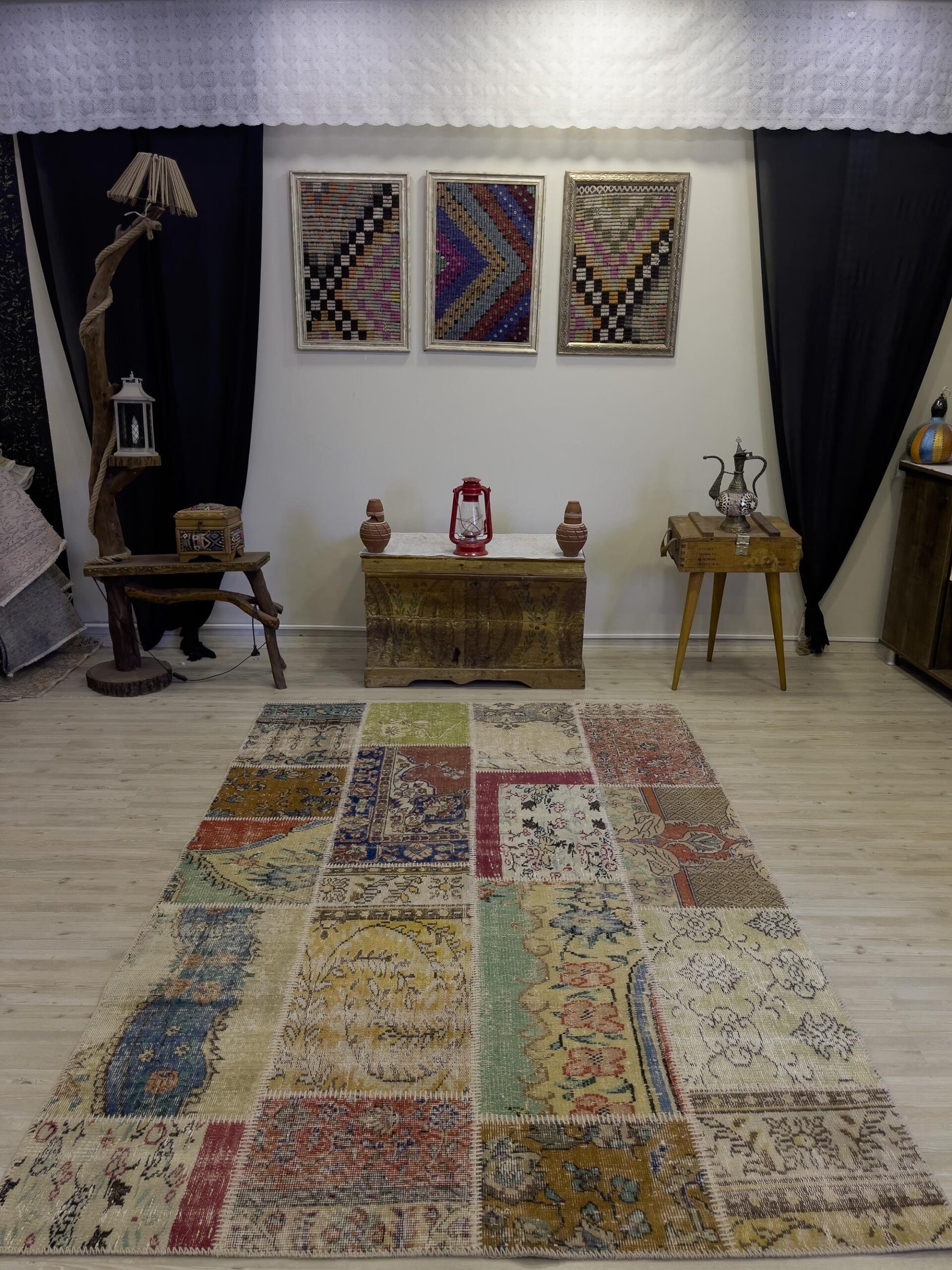 A Unique and Beautiful Handmade Patchwork Rug — detail view 5, handmade vintage rug