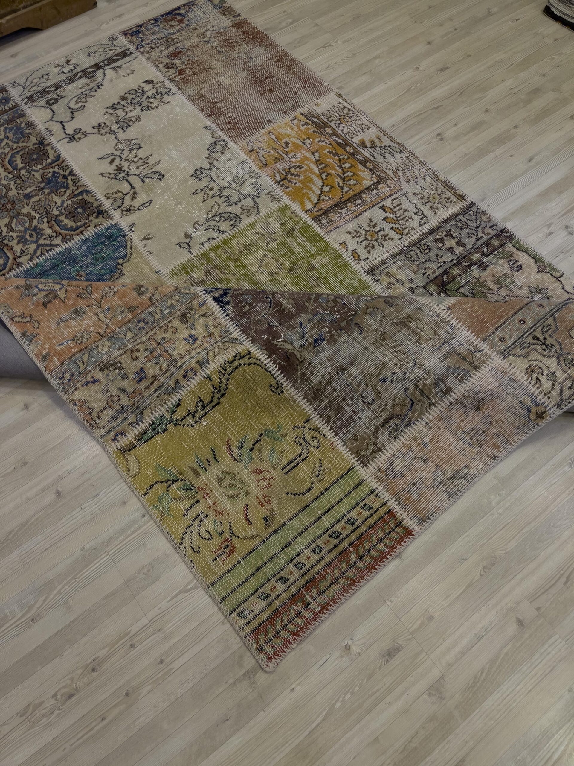 A Unique and Beautiful Custom Patchwork Rug — detail view 2, handmade vintage rug