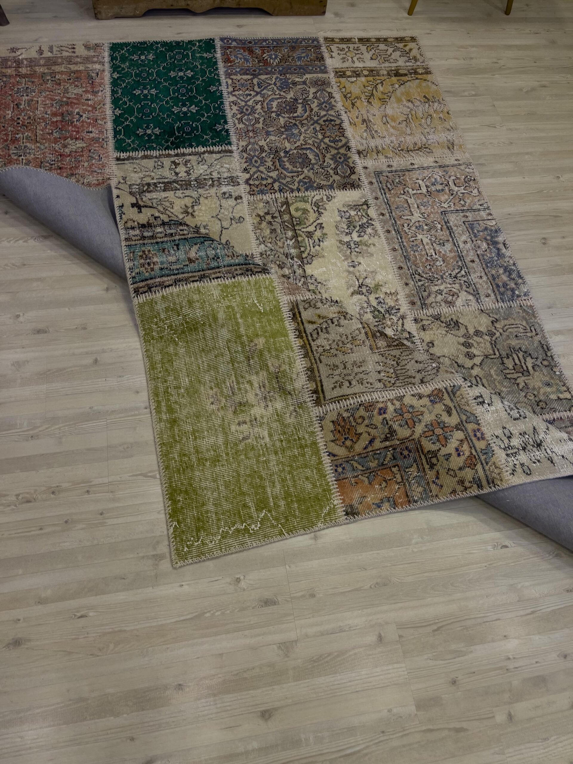Handmade Patchwork Rug — detail view 2, handmade vintage rug