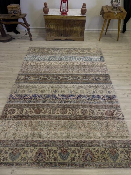 Handmade Patchwork Elegant Design Rug, vintage rug, Handmade, hand-knotted cotton, size 160 × 231 cm, from Van