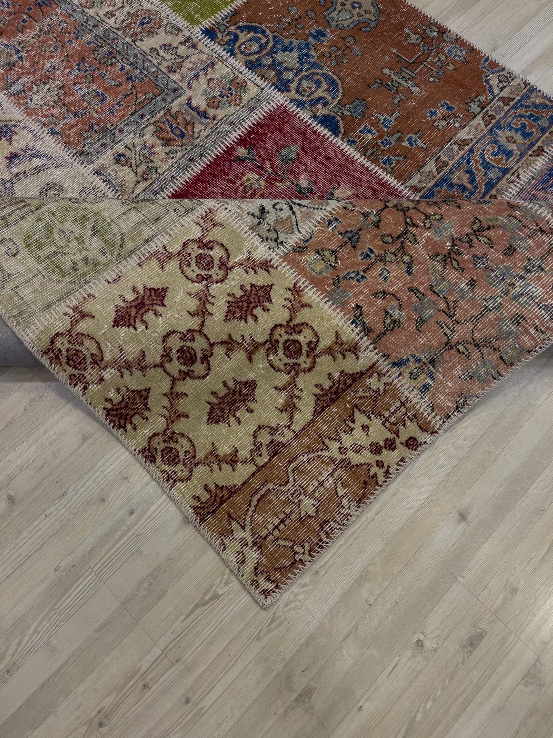 Unique Classic-Style Custom Patchwork Rug — detail view 2, handmade vintage rug