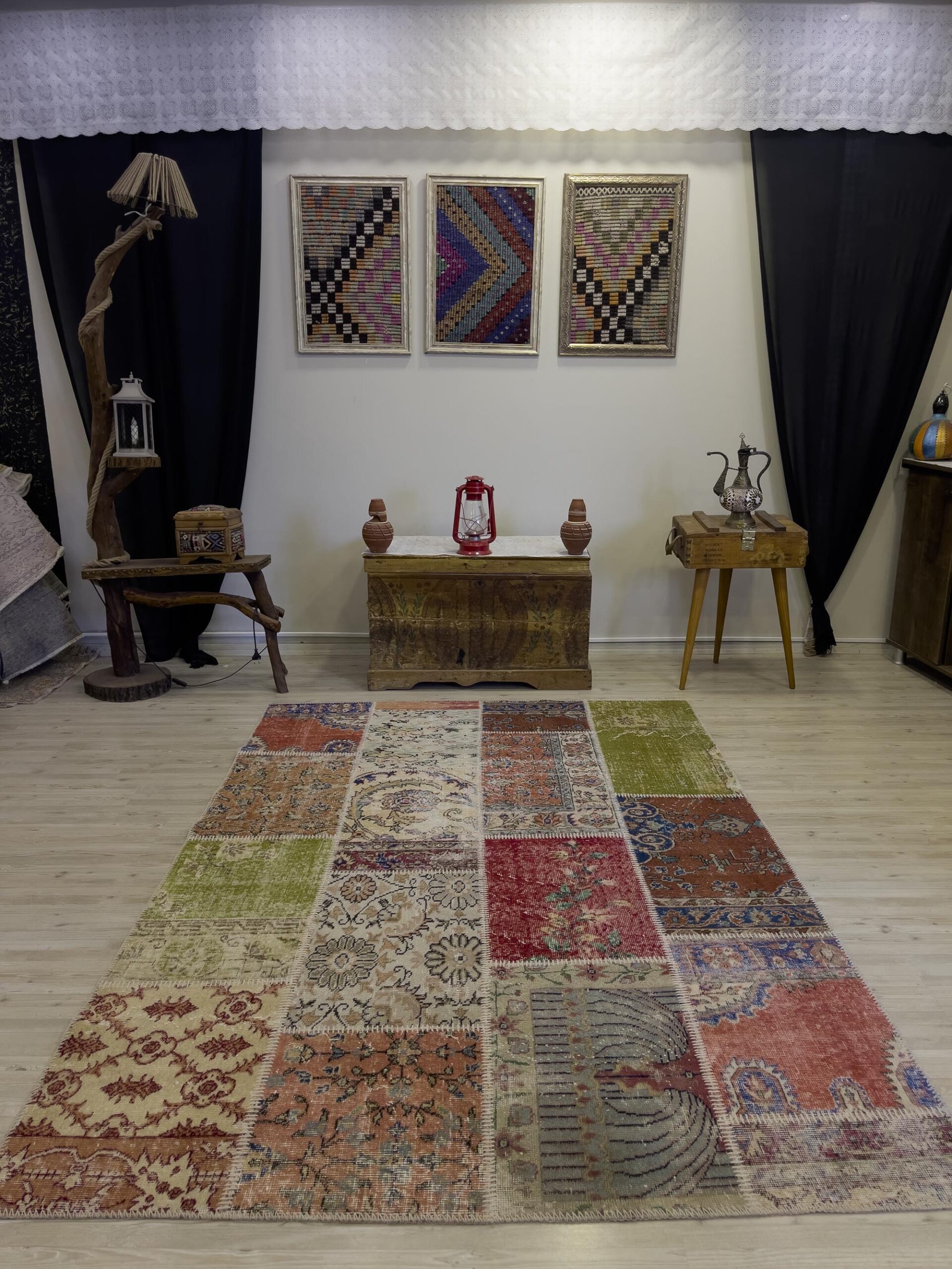 Eşsiz Klasik Gereçk Özel Patchwork Halı 162x233 cm 4053 - Görsel 7
