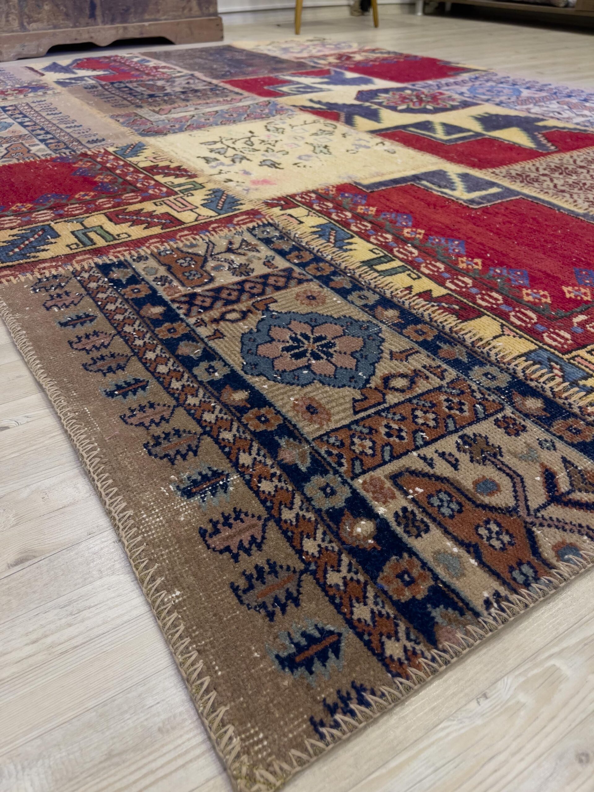 Handmade Patchwork Elegant Design Rug — detail view 4, handmade vintage rug