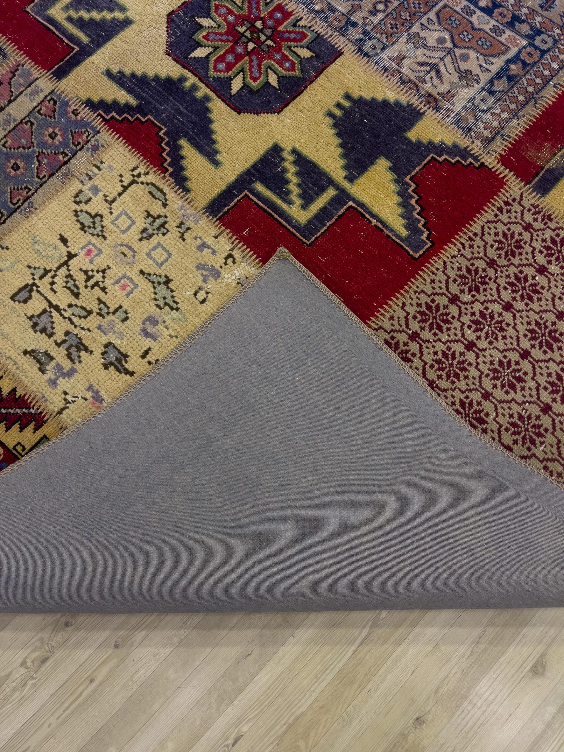 Handmade Patchwork Elegant Design Rug — detail view 2, handmade vintage rug