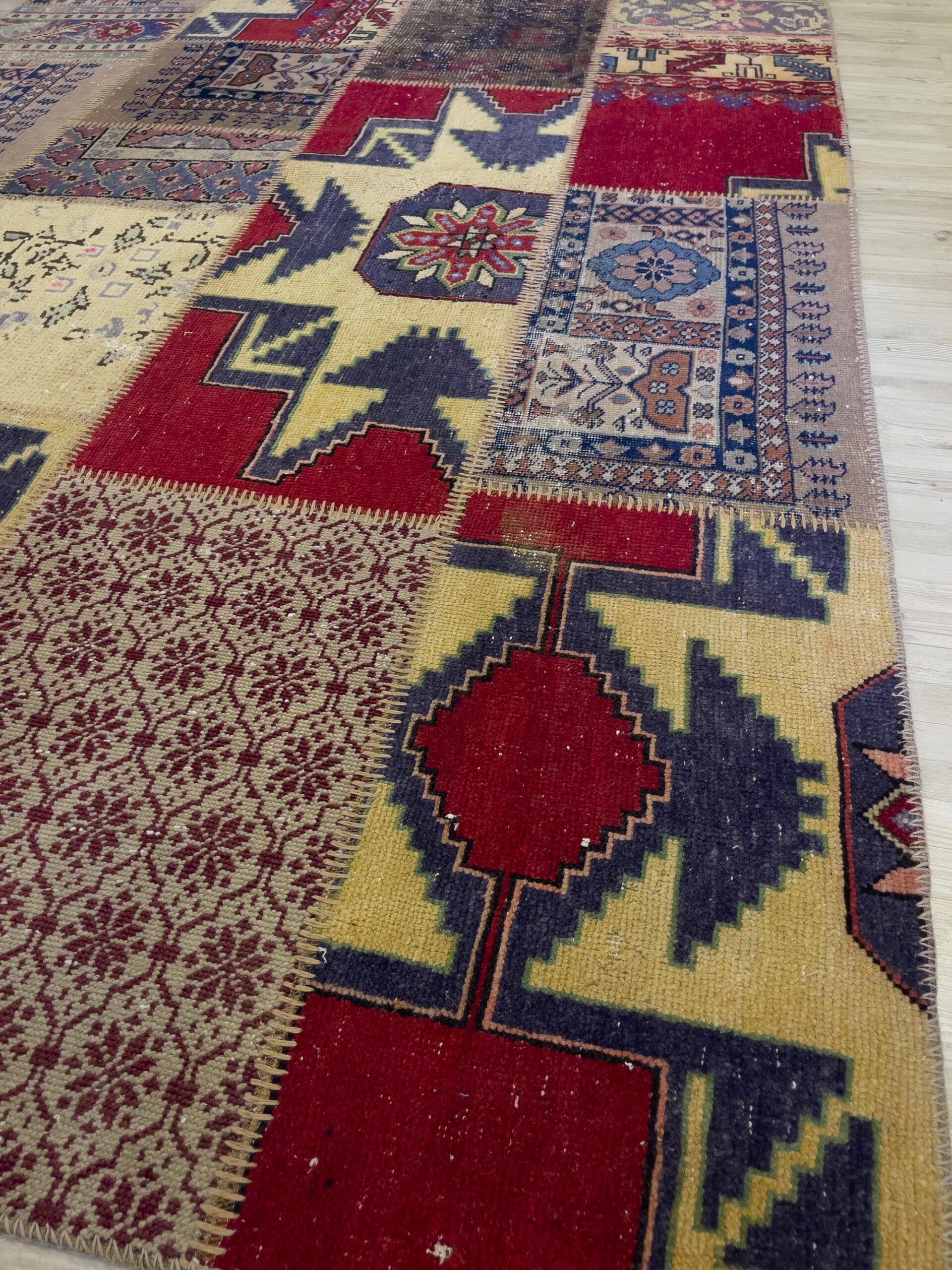 Handmade Patchwork Elegant Design Rug — detail view 3, handmade vintage rug