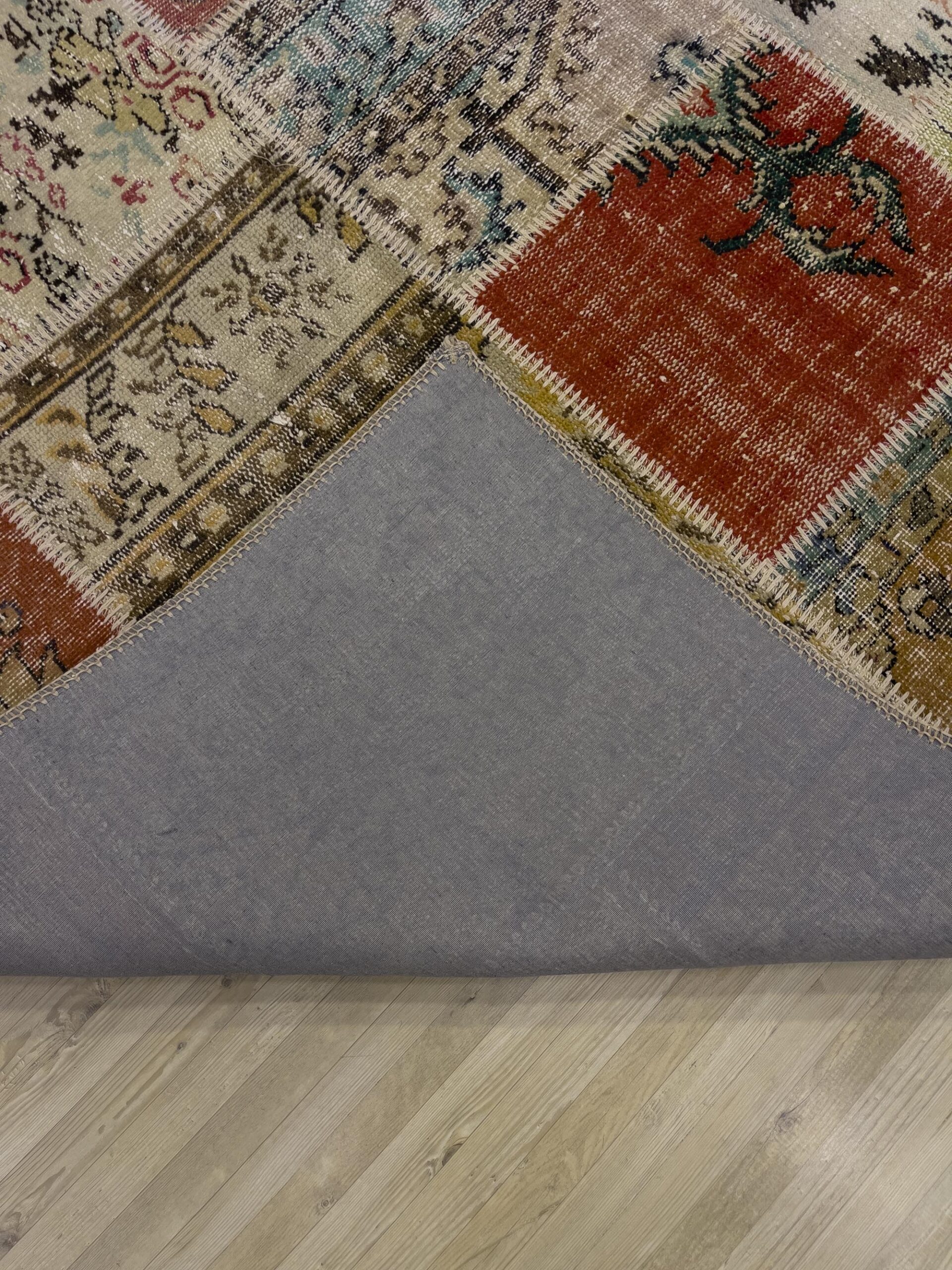 Modern, One-of-a-Kind Custom Patchwork Rug — detail view 3, handmade vintage rug