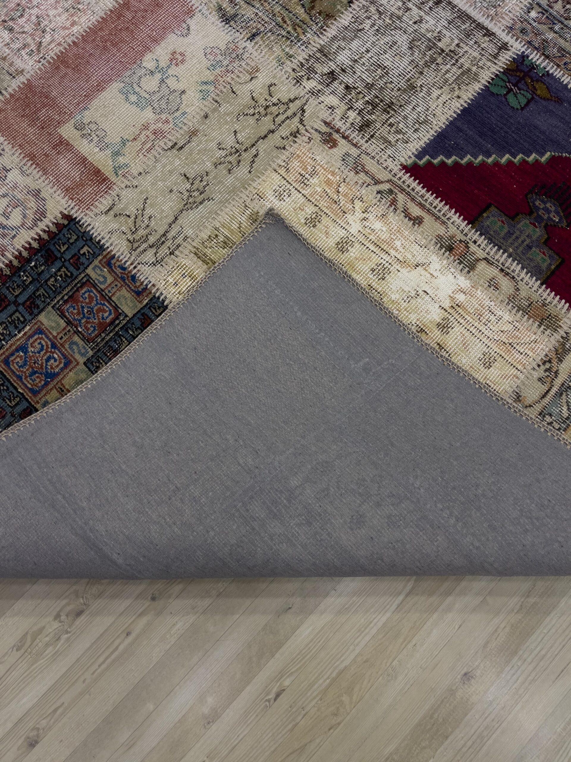 Modern, One-of-a-Kind Custom Patchwork Rug — detail view 3, handmade vintage rug