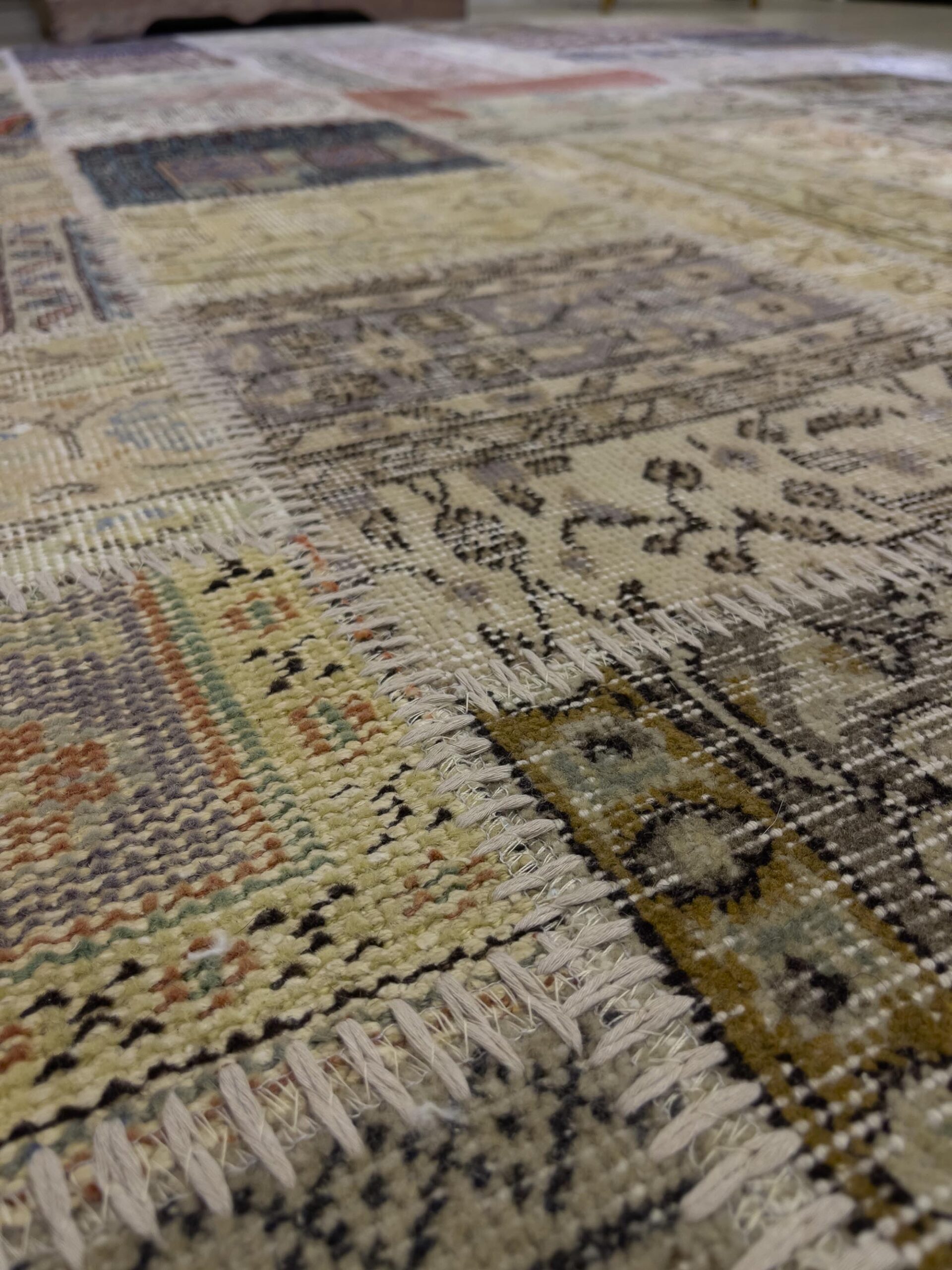 Modern, One-of-a-Kind Custom Patchwork Rug — detail view 2, handmade vintage rug