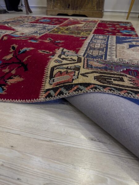 Hand-Woven Distressed Special Patchwork Rug - SKU 4067 - Detail View