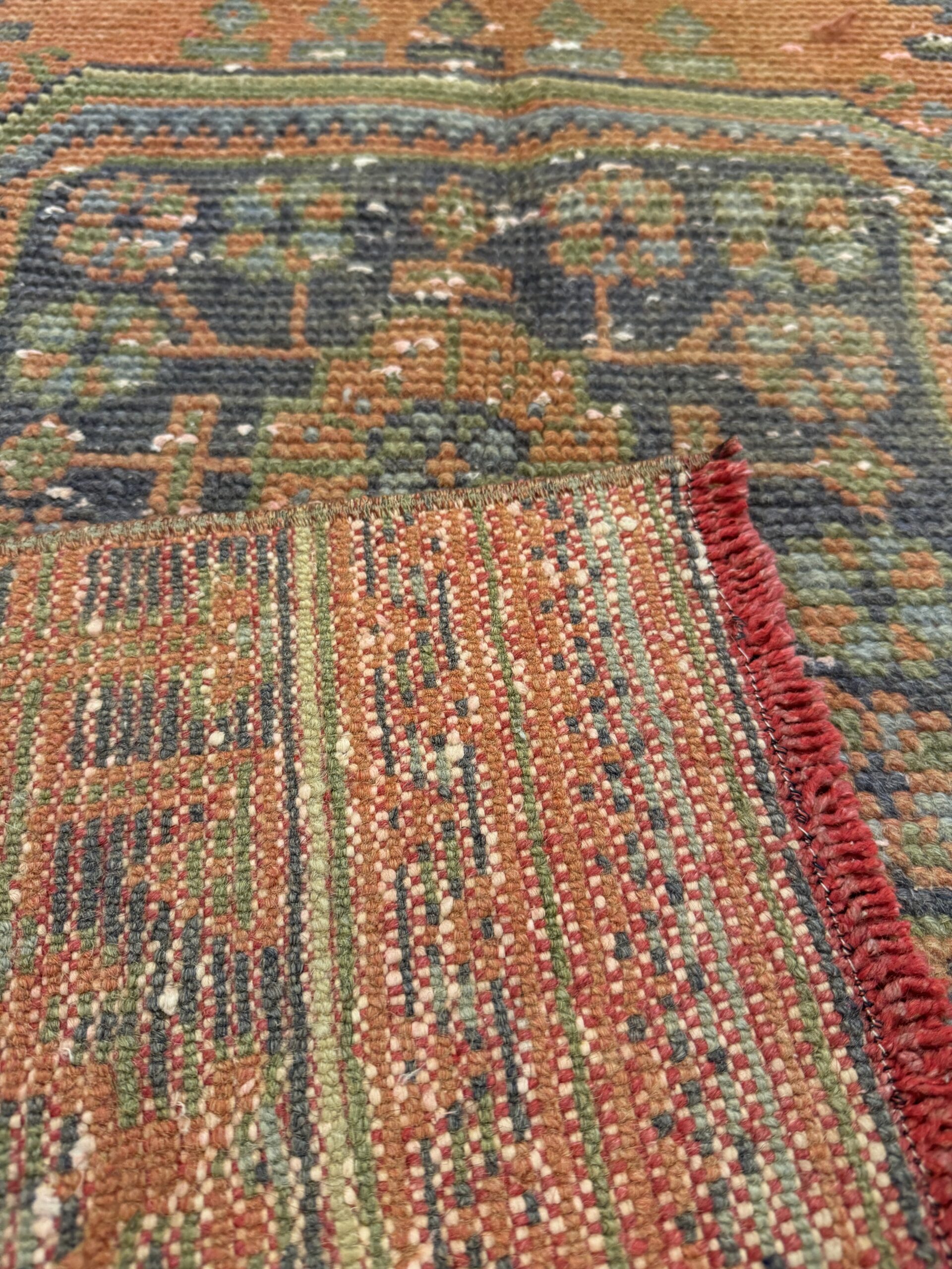 Distressed Handwoven Vintage Runner Rug — detail view 4, handmade vintage rug