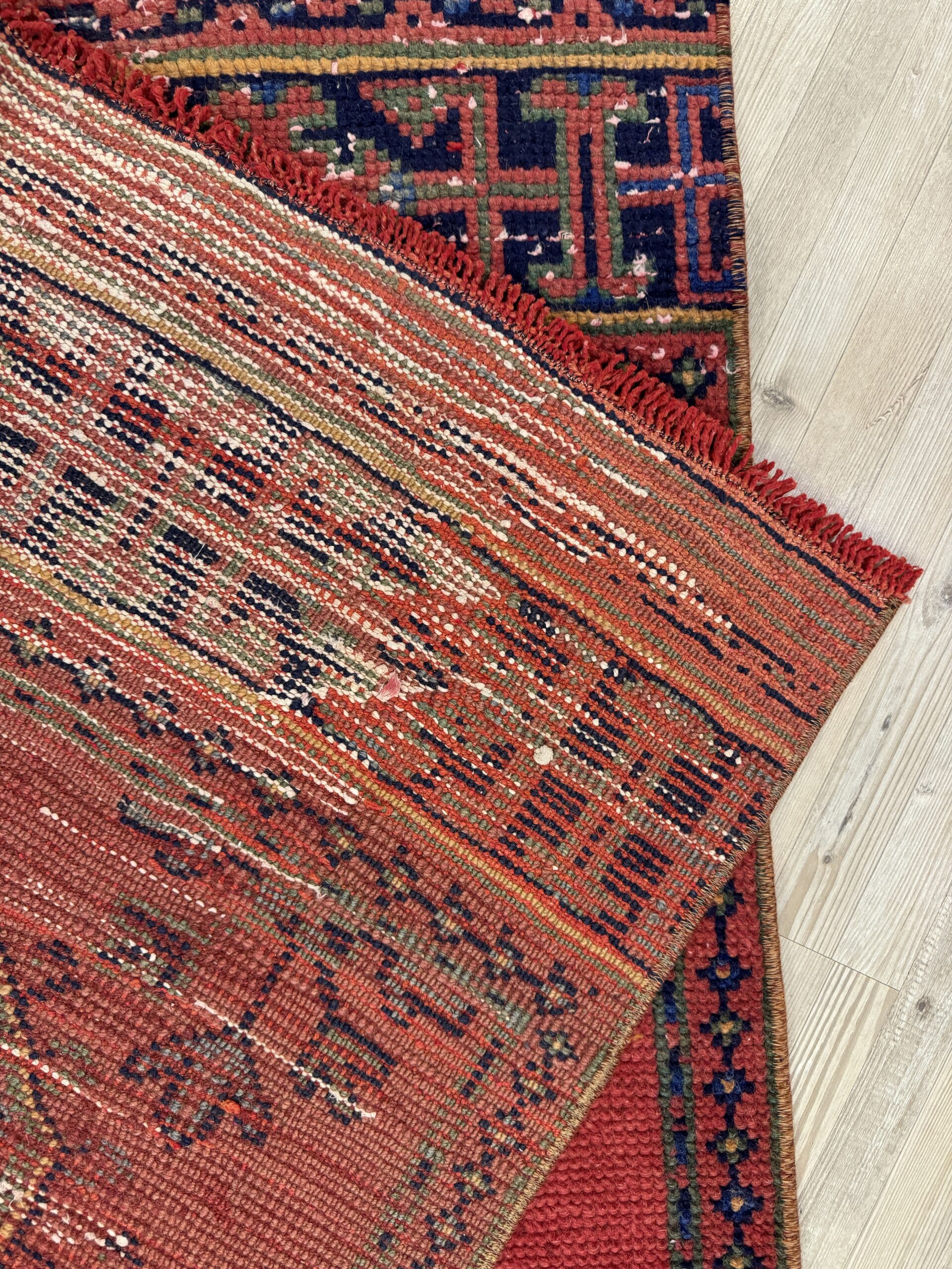 Distressed Handwoven Vintage Runner Rug — detail view 3, handmade vintage rug
