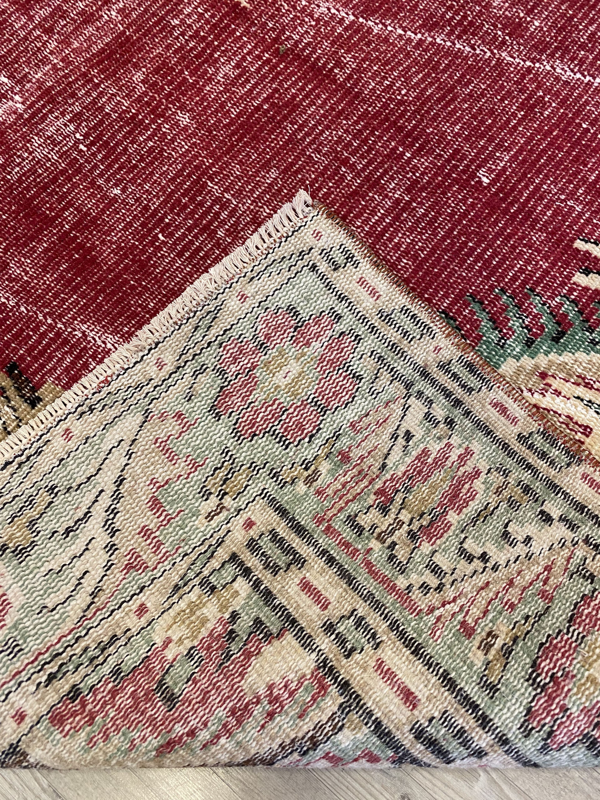 Handwoven Rug with Natural Dyes — detail view 2, handmade vintage rug