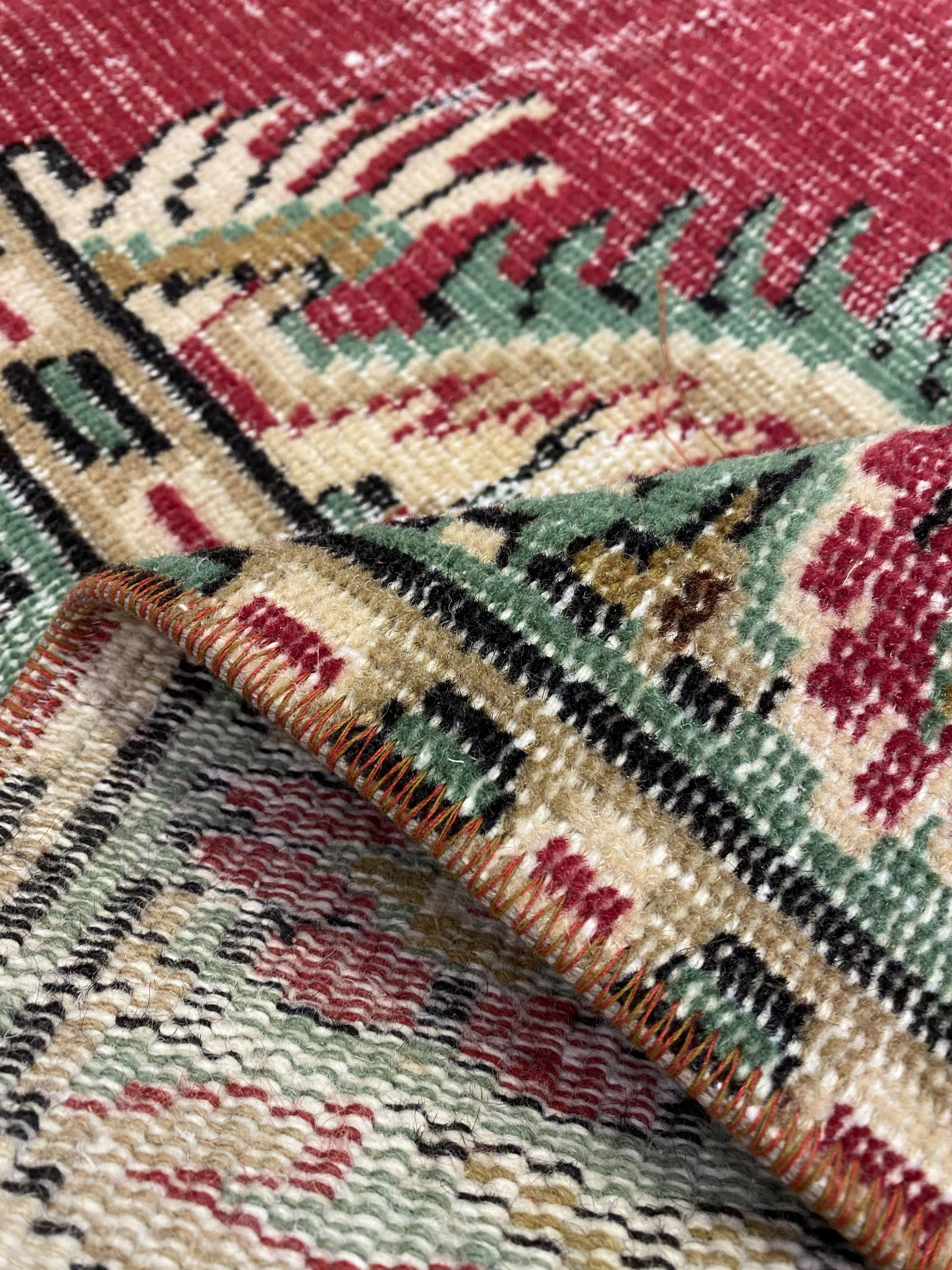 Handwoven Rug with Natural Dyes — detail view 3, handmade vintage rug