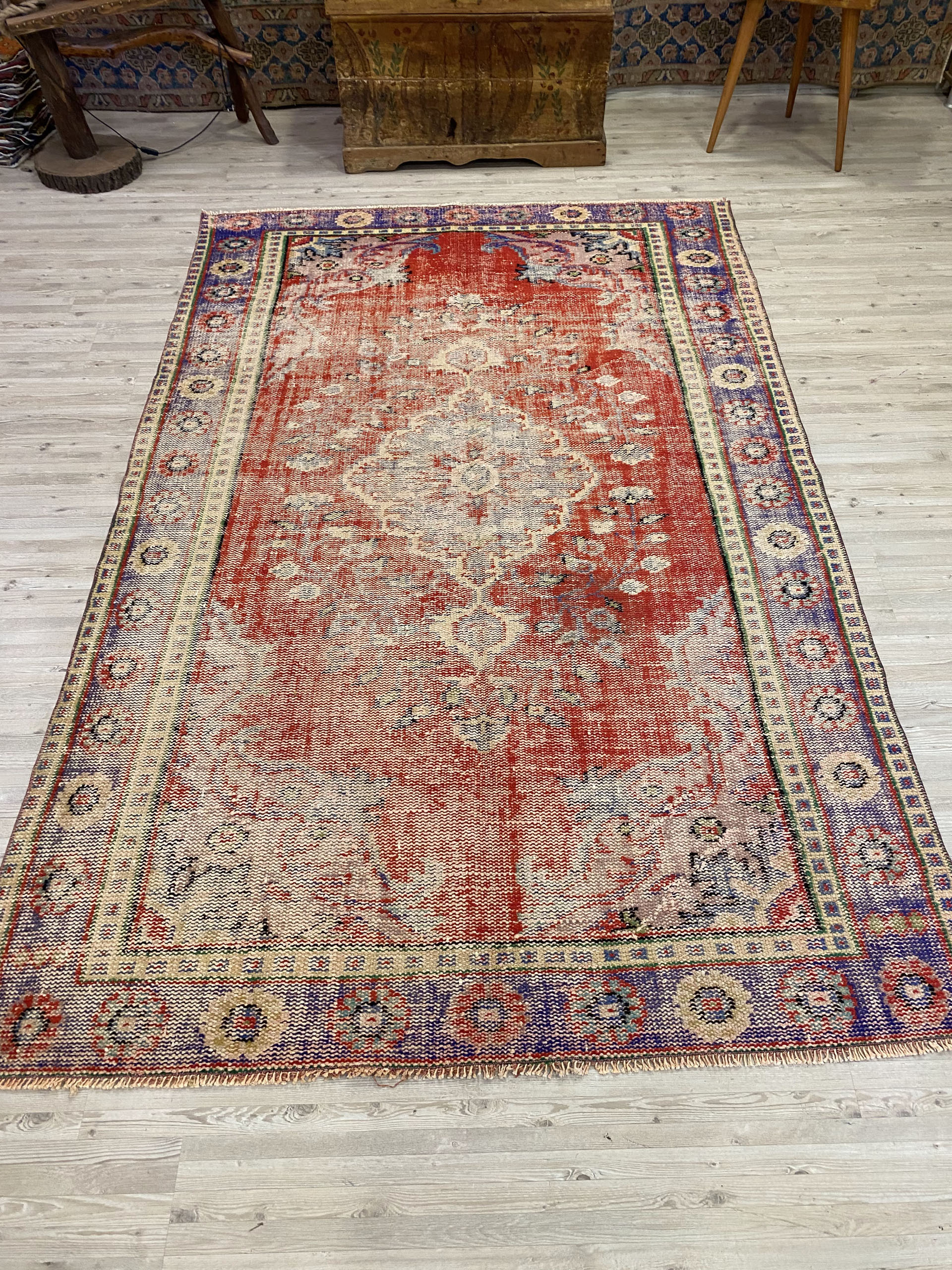 Traditional Vintage Handmade Rug — detail view 3, handmade vintage rug