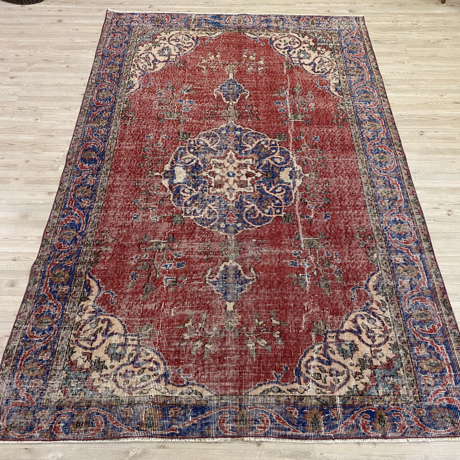 Handmade Distressed Rug — detail view 4, handmade vintage rug