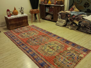 Yün Eskitme El Yapımı Halısı 135x287 cm 10472