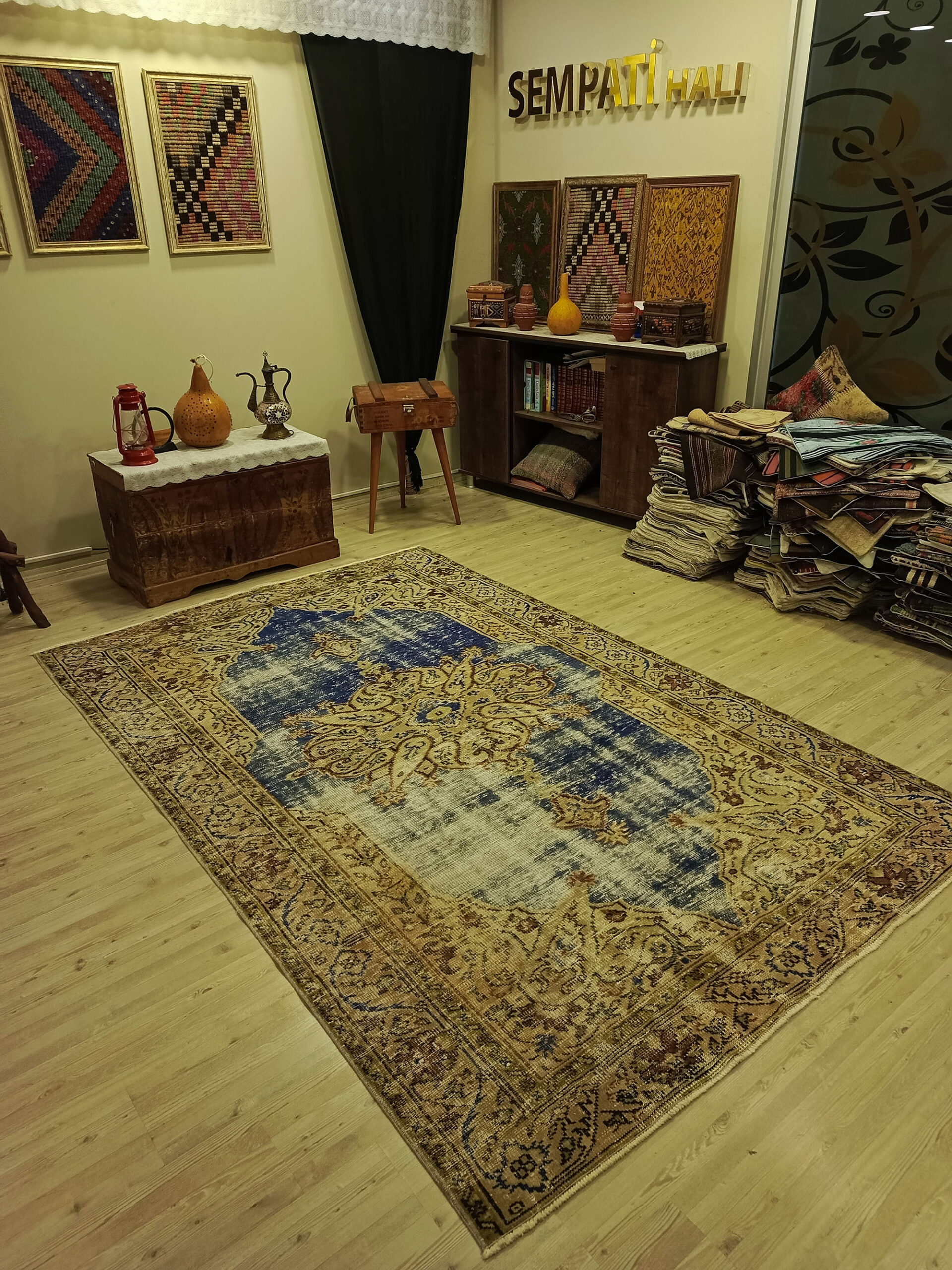 Handwoven Rug Dyed with Natural Dyes — detail view 2, handmade vintage rug