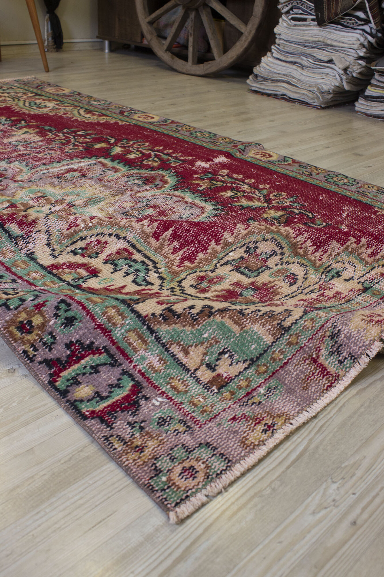 Vintage Distressed Wool Rug — detail view 2, handmade vintage rug