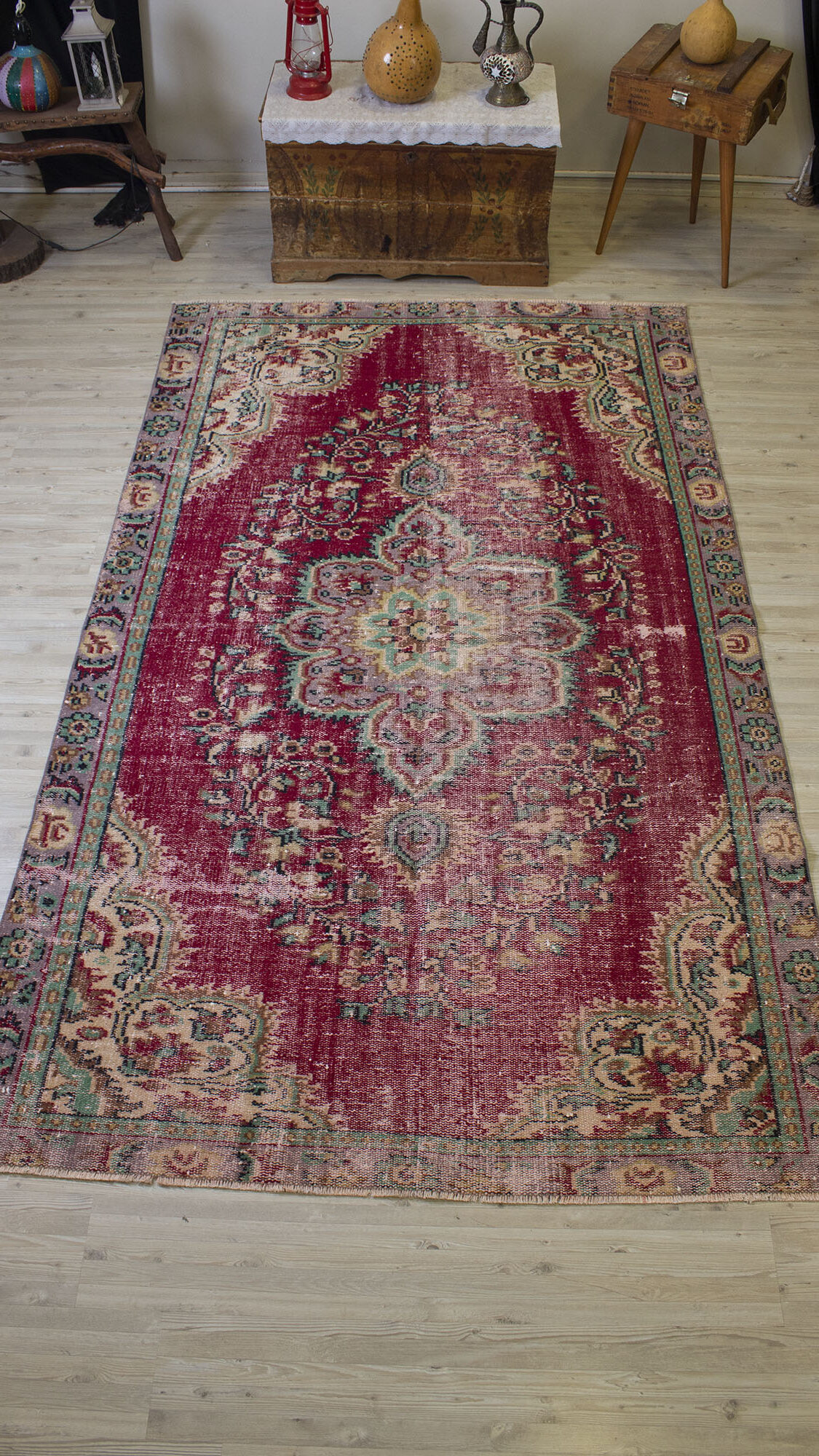 Vintage Distressed Wool Rug — detail view 5, handmade vintage rug