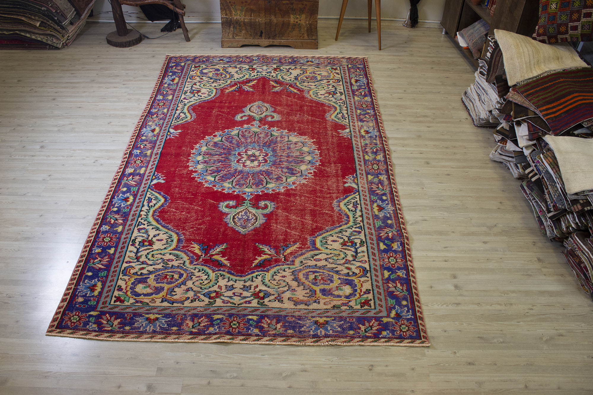 Handcrafted Distressed Rug — detail view 3, handmade vintage rug