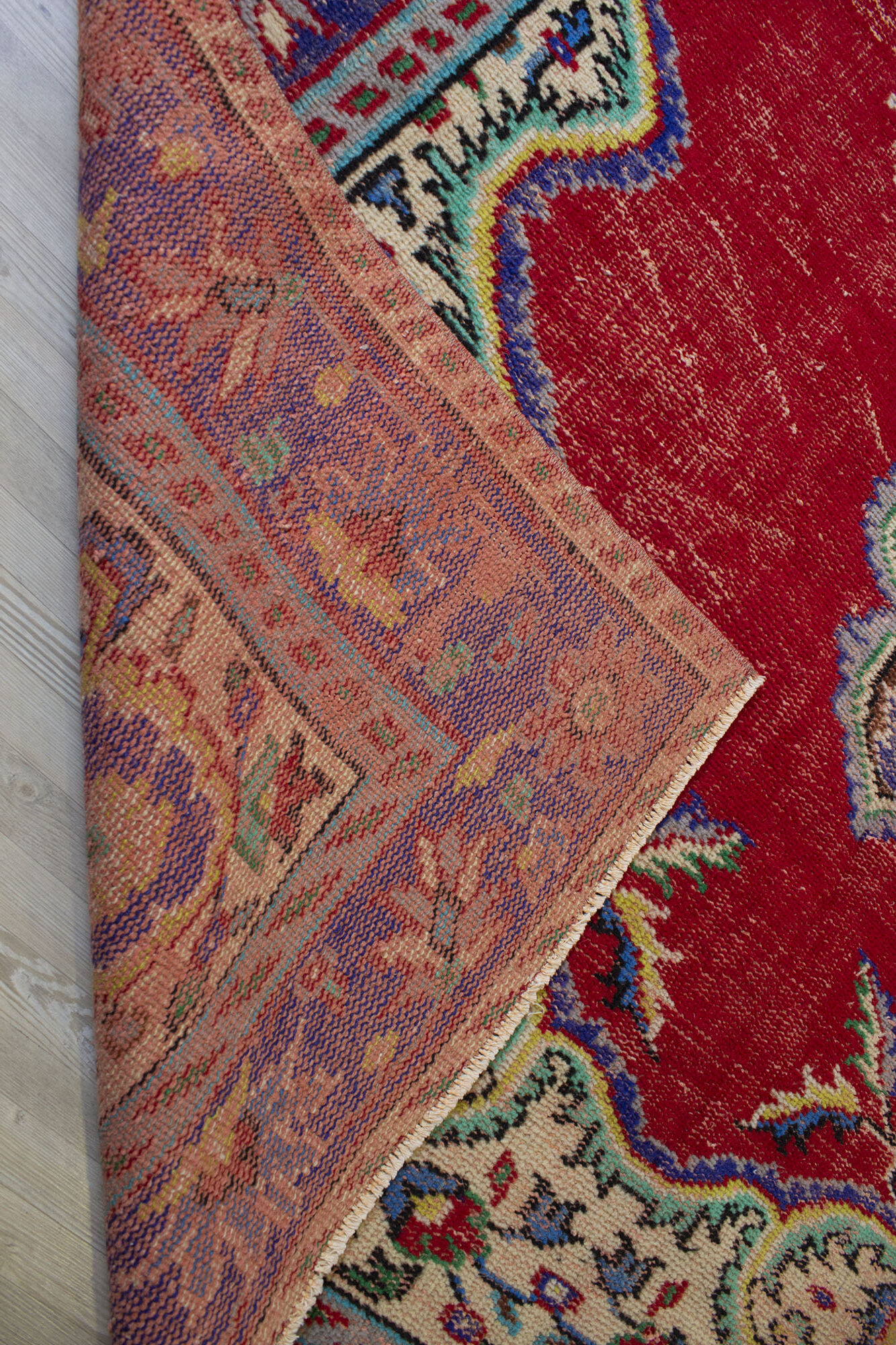 Handcrafted Distressed Rug — detail view 4, handmade vintage rug