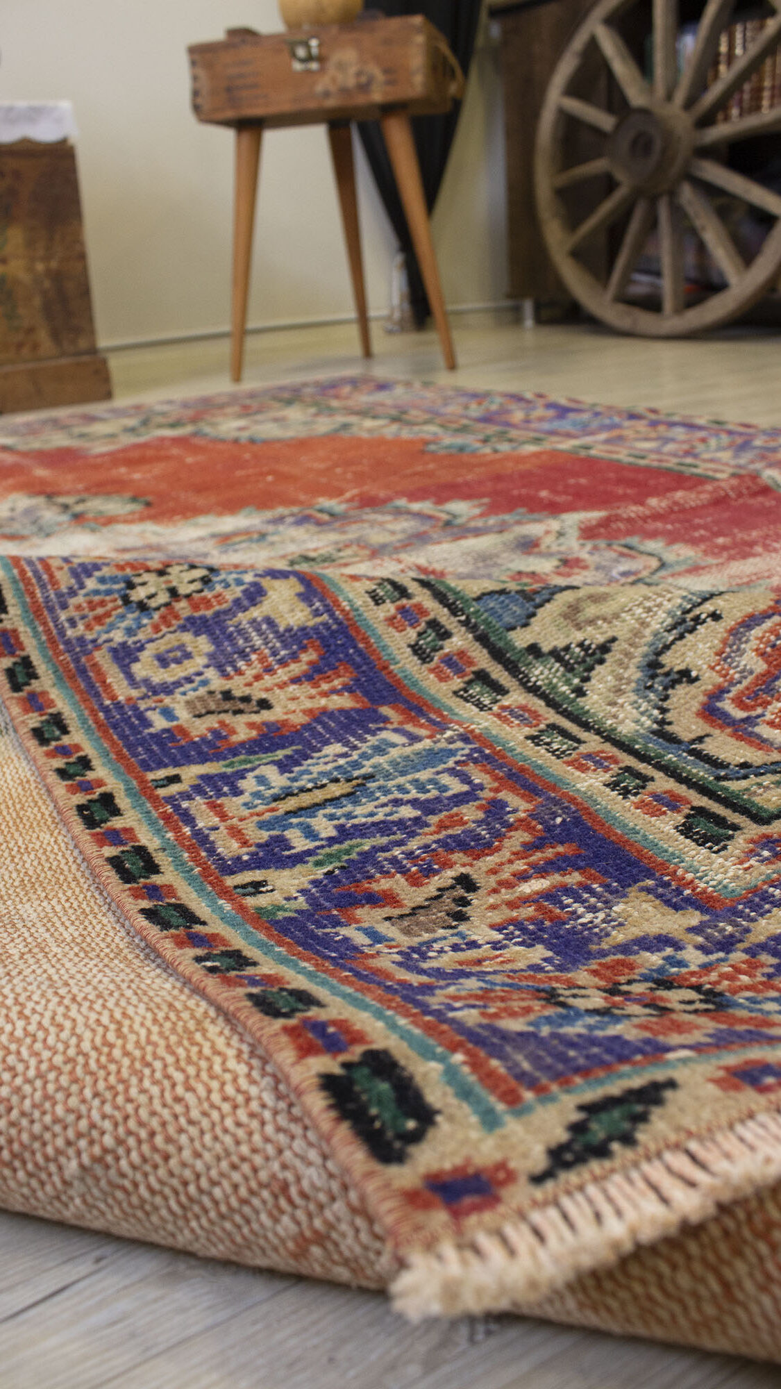 Vintage Handwoven Rug — detail view 2, handmade vintage rug