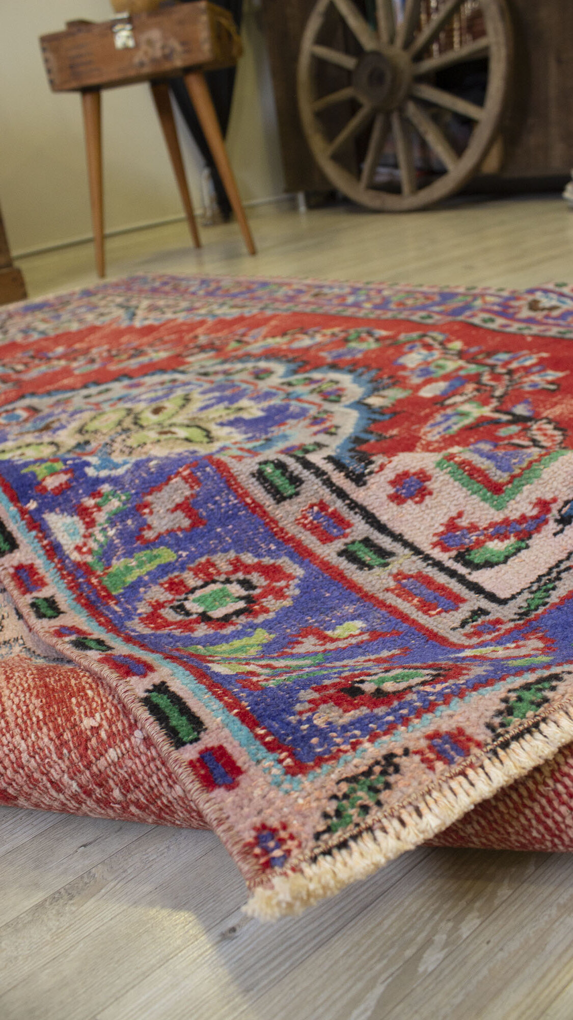 Handmade Distressed Rug — detail view 4, handmade vintage rug