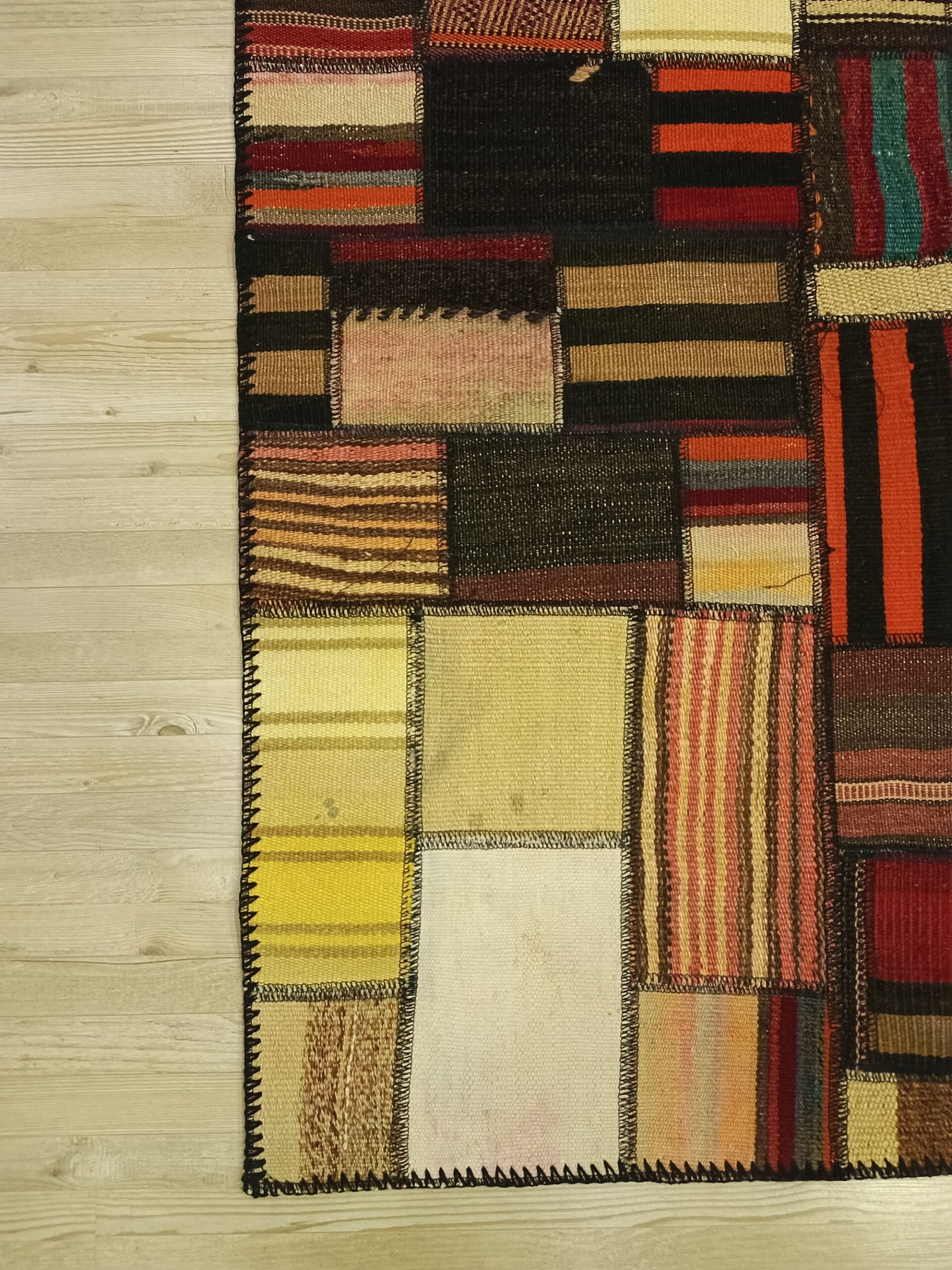 Custom-Designed Patchwork Rug — detail view 3, handmade vintage rug
