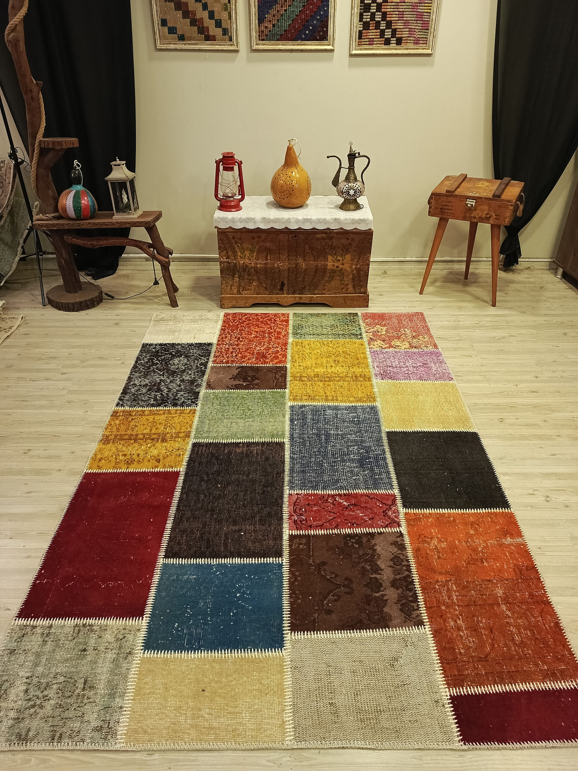 Naturel Tonlarda Patchwork Halı 160 x 233 cm 6518