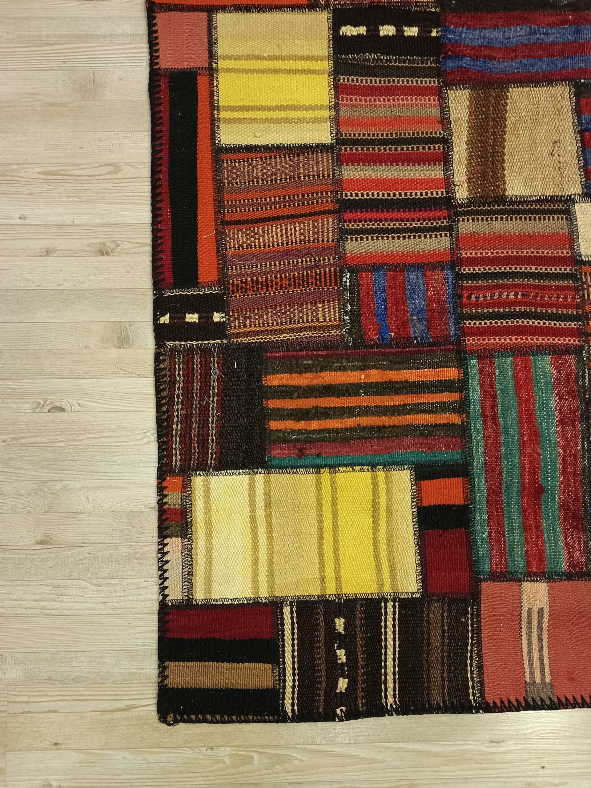 Anatolian Patchwork Rug, Handwoven — detail view 4, handmade vintage rug