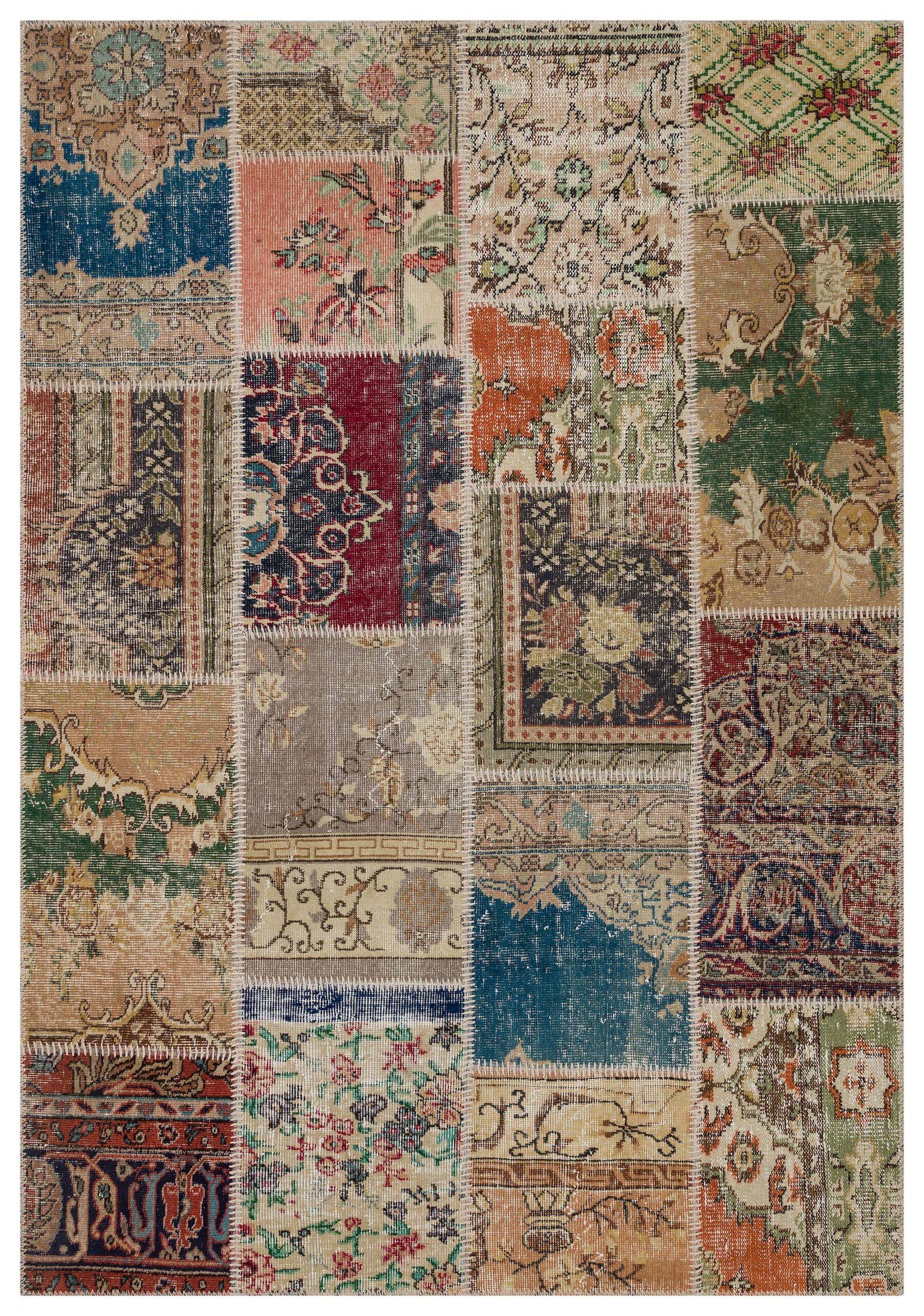 Traditional Handmade Patchwork Rug — detail view 2, handmade vintage rug