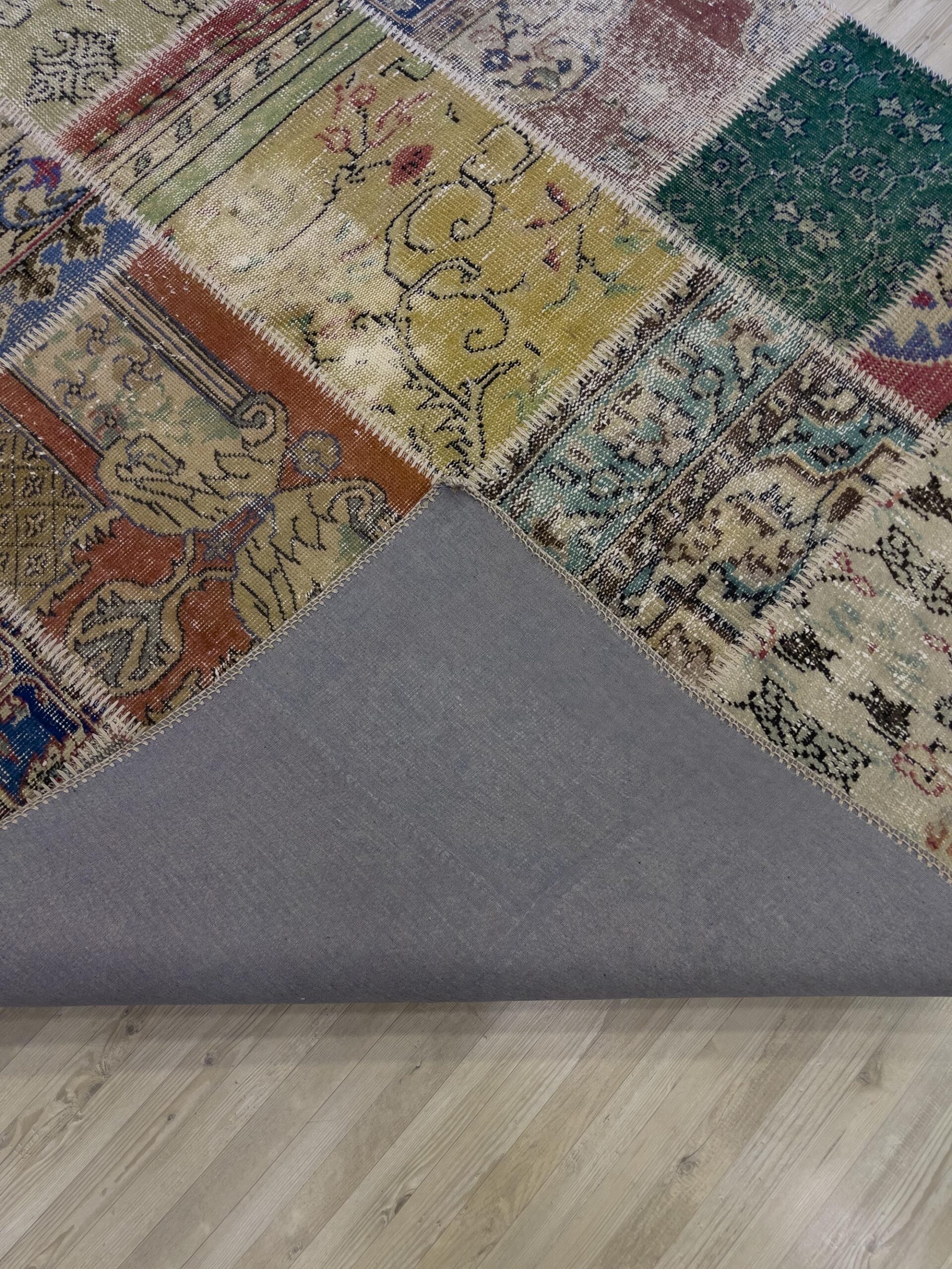 Vintage-Style Handwoven Patchwork Rug — detail view 5, handmade vintage rug