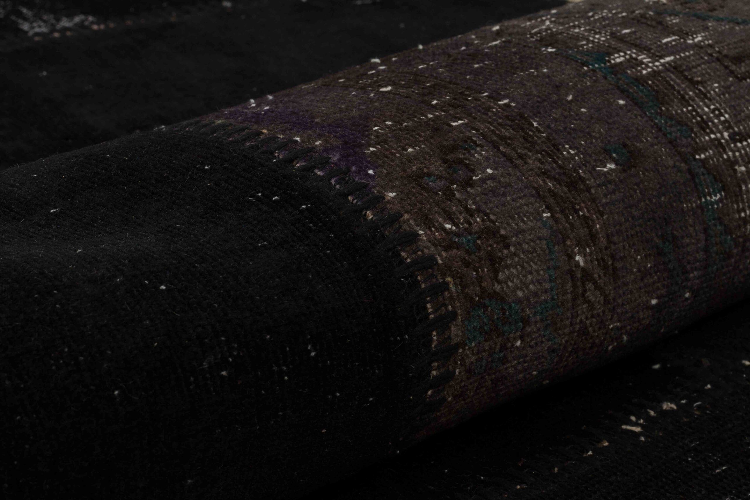 Anatolian-Patterned Distressed Patchwork Rug — detail view 4, handmade vintage rug