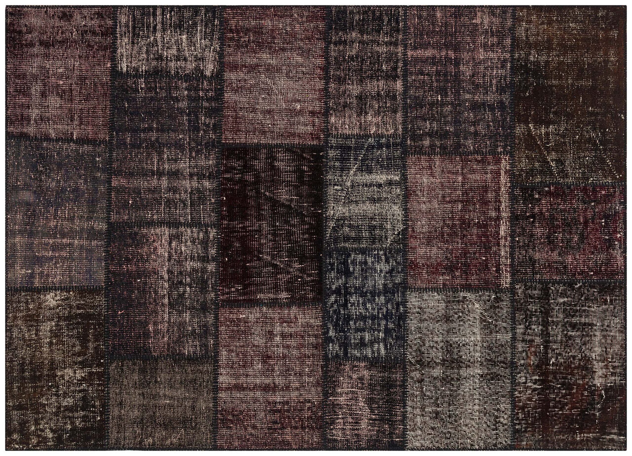 Vintage Hand-Woven Wool Patchwork Rug — detail view 2, handmade vintage rug