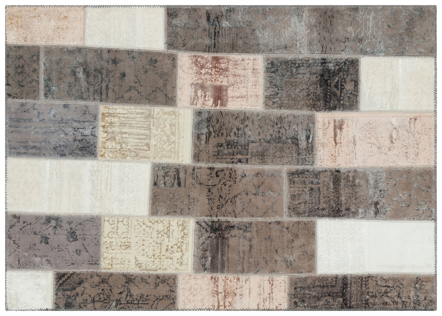 Vintage-Style Wool Patchwork Rug — detail view 2, handmade vintage rug
