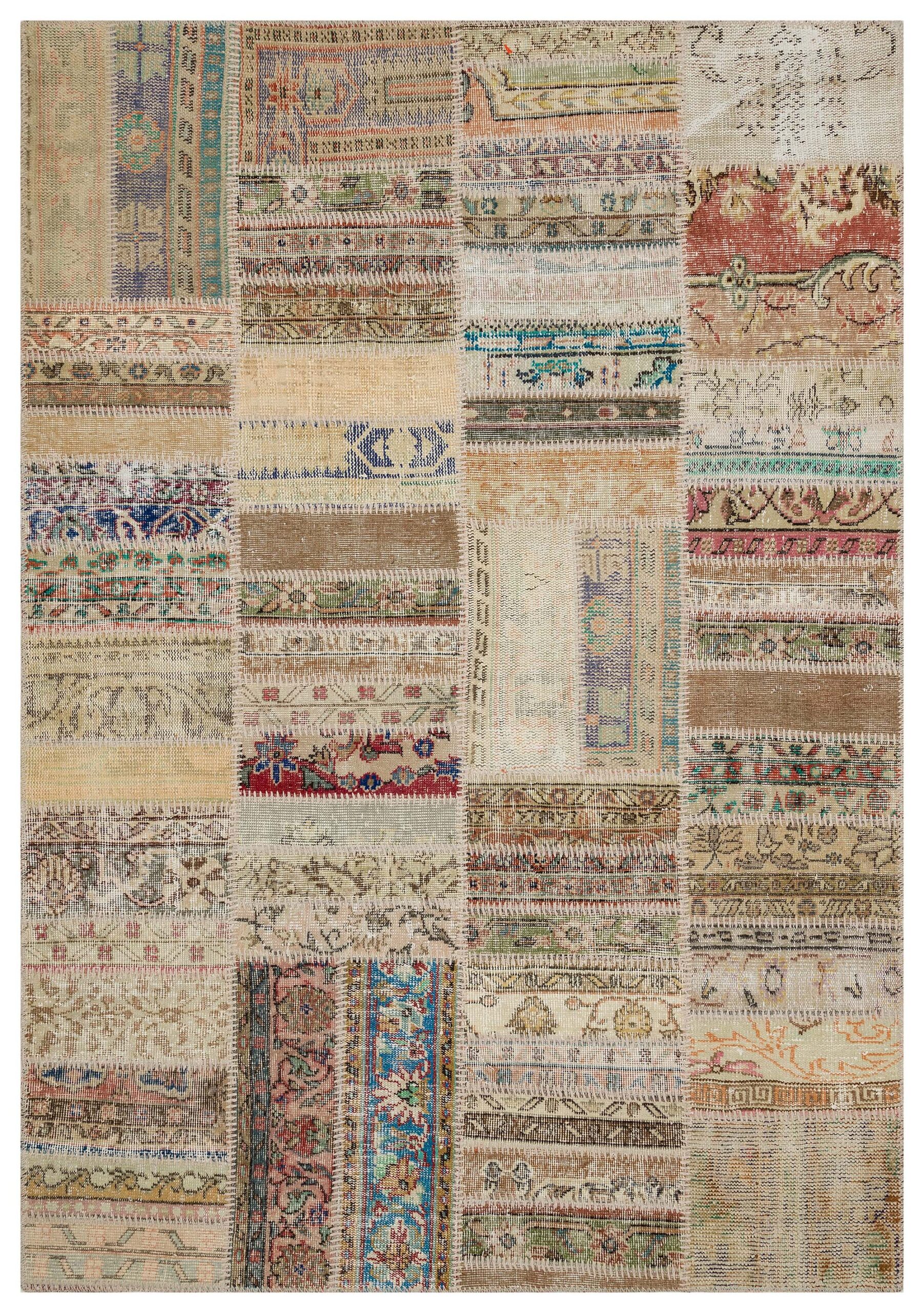 Vintage-Style Handwoven Patchwork Rug — detail view 2, handmade vintage rug