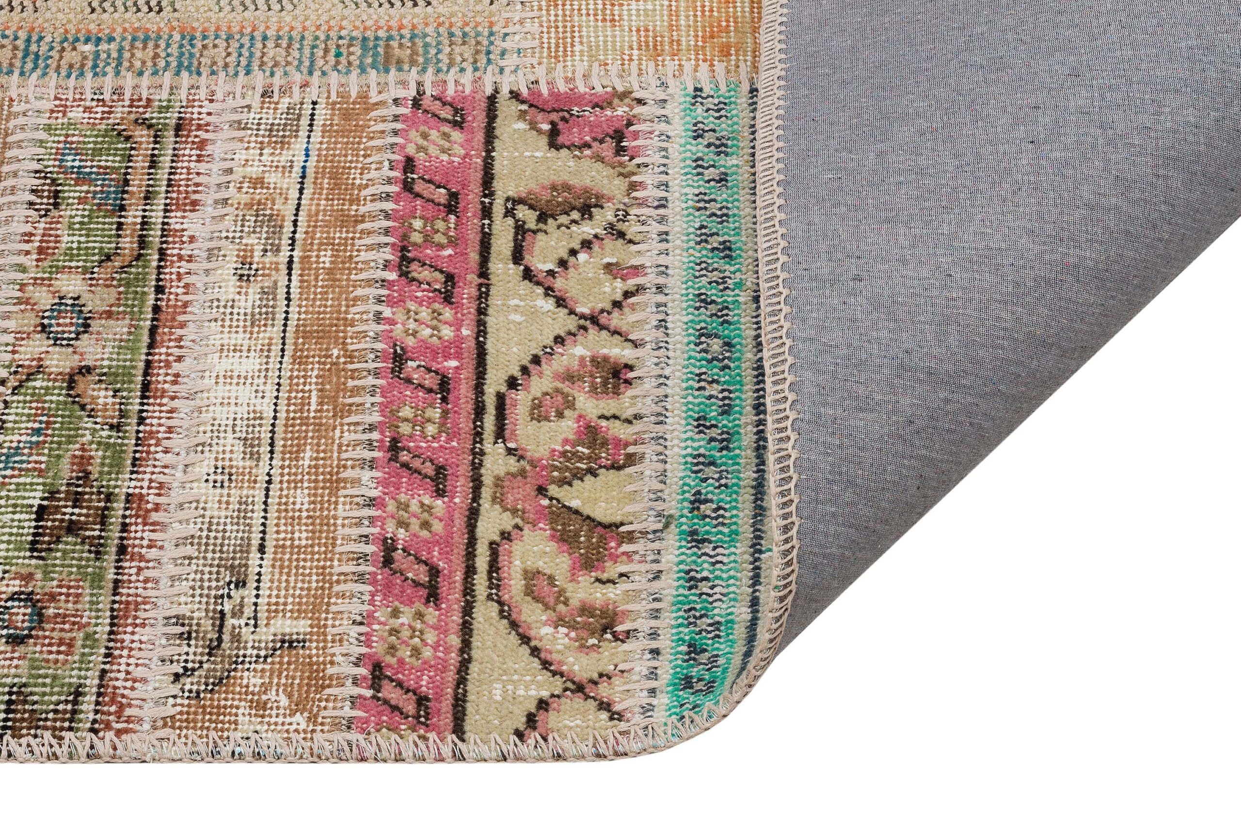 Vintage-Style Handwoven Patchwork Rug — detail view 4, handmade vintage rug
