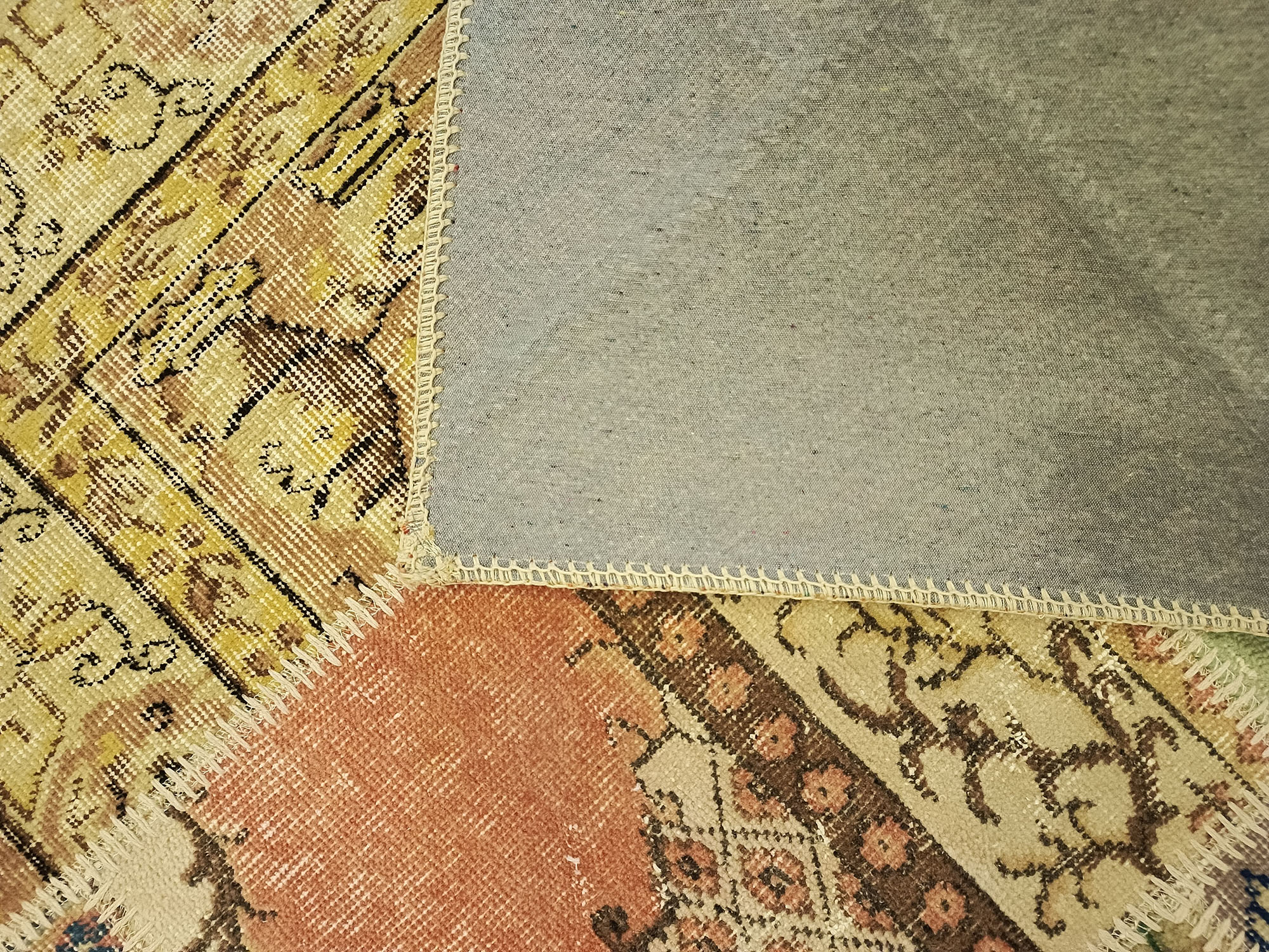 Handwoven Classic Patchwork Rug — detail view 3, handmade vintage rug