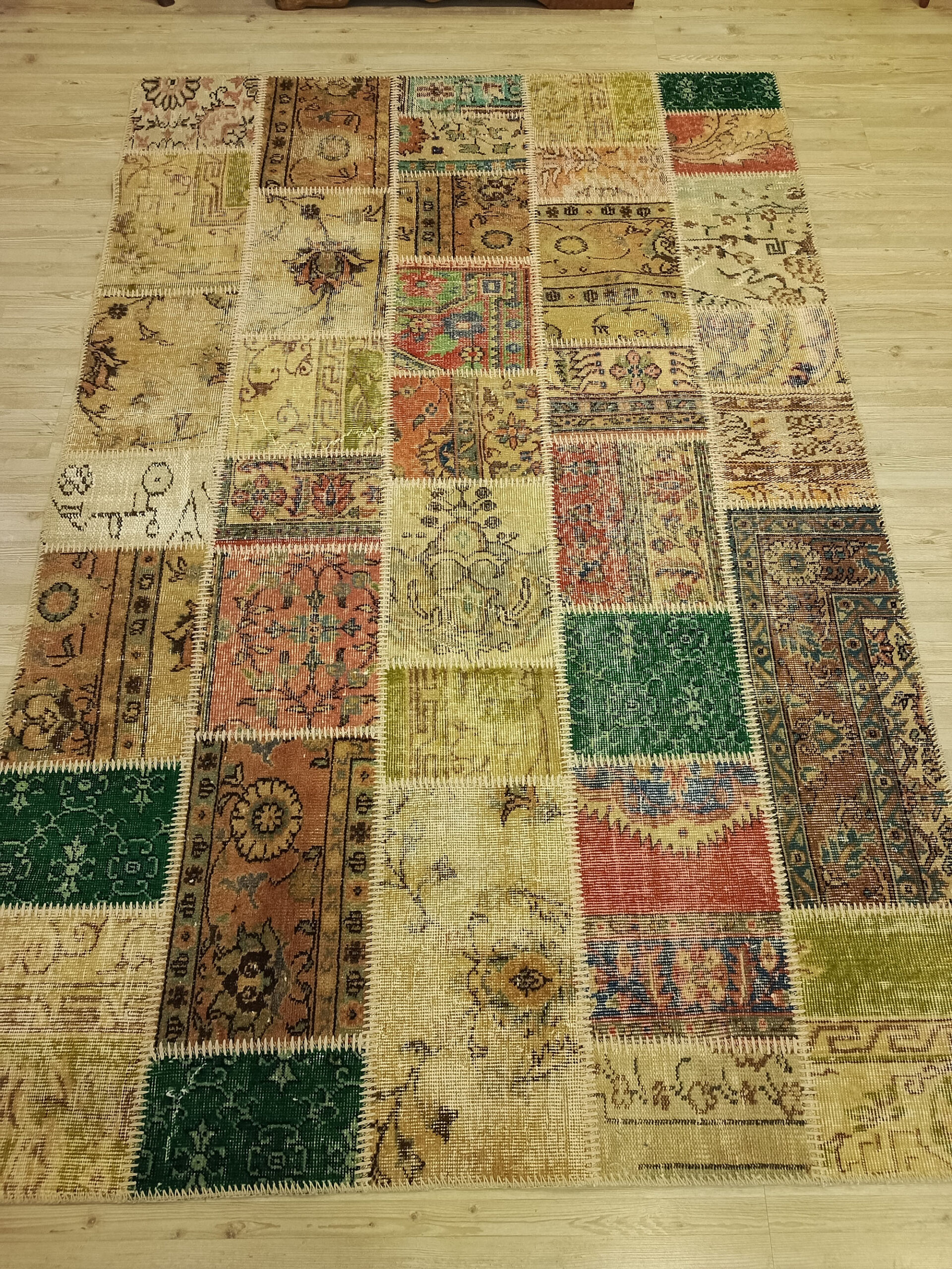Handmade Anatolian Patchwork Rug — detail view 5, handmade vintage rug