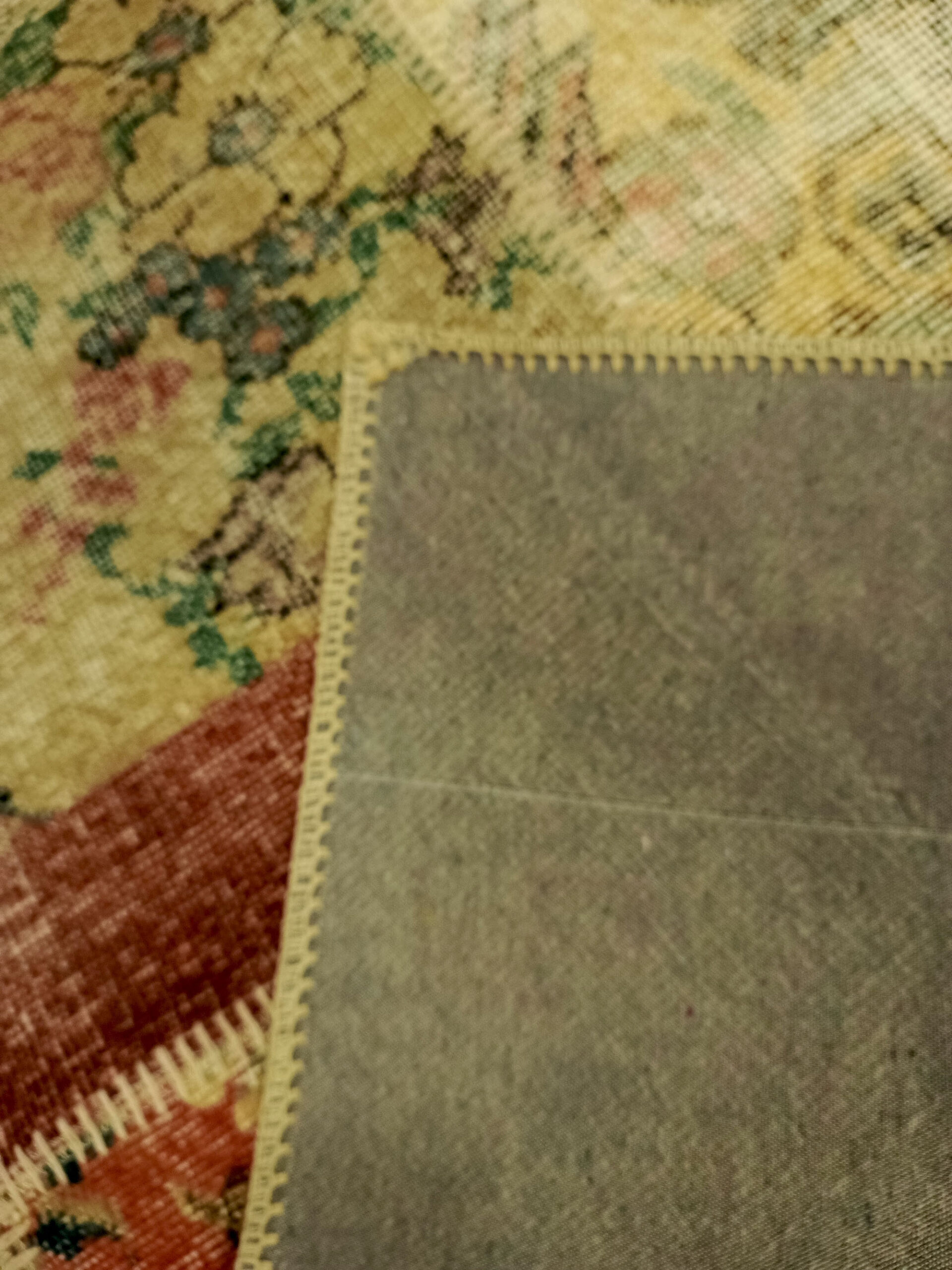 Century-Old Antique-Style Patchwork Rug — detail view 3, handmade vintage rug