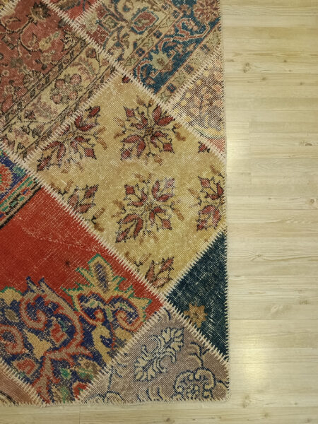 Handwoven Patchwork Rug with Fine Craftsmanship - SKU 6388 - Detail View