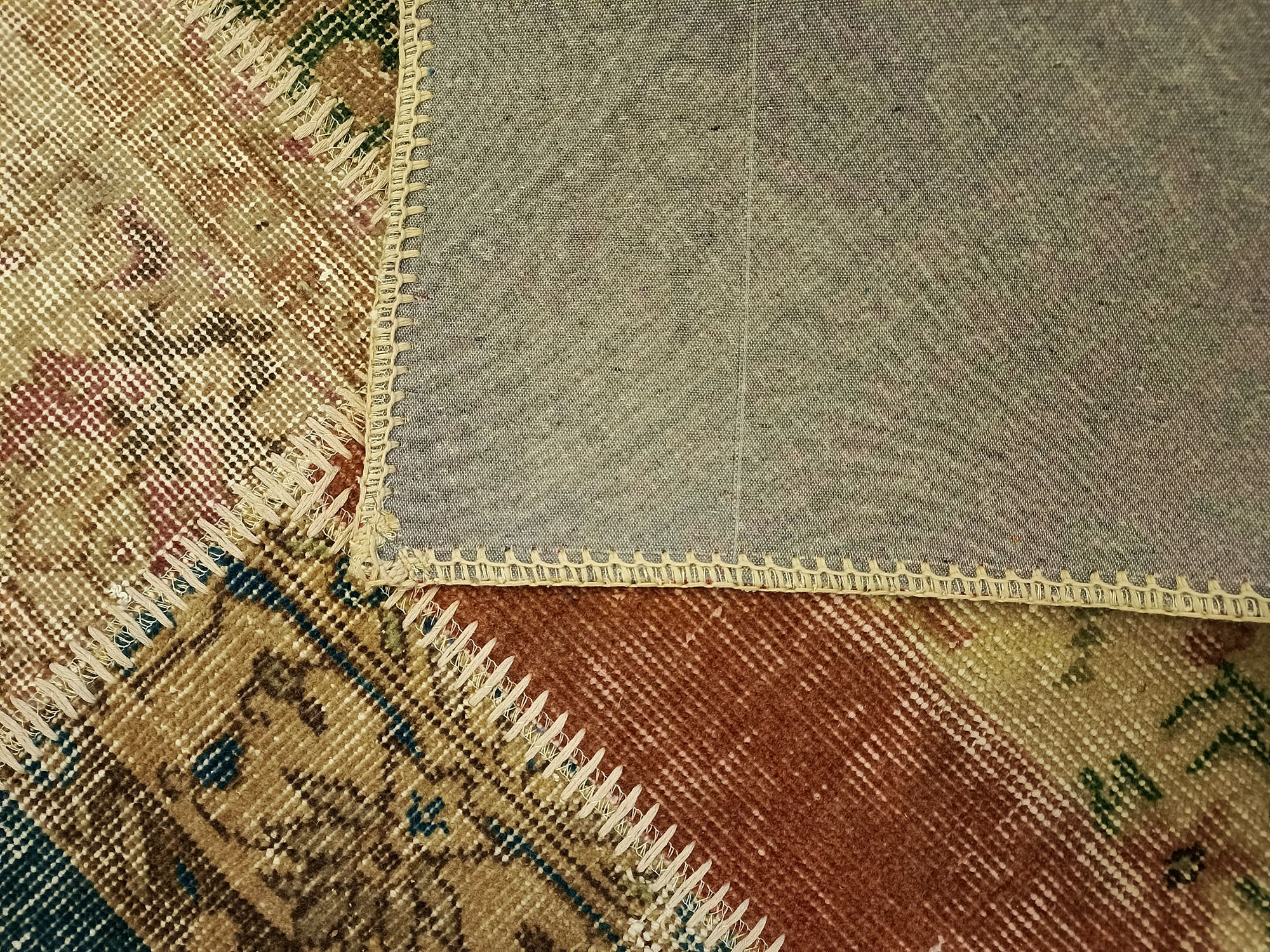 Traces of the Past Patchwork Rug — detail view 3, handmade vintage rug